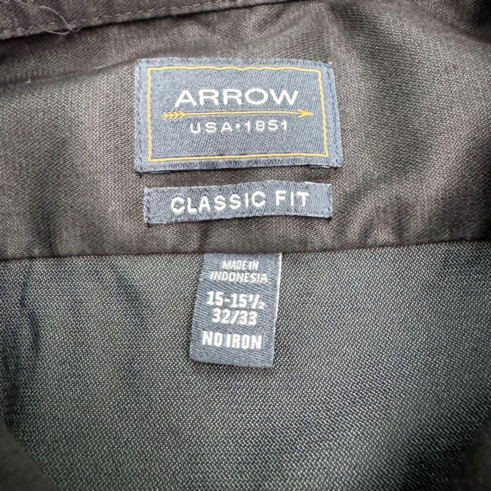 Arrow Arrow Dress Shirt Mens 15.5 Black 32/33 Non-Iron Classic Fit Shirt Dress Shirt Mens Regular Black Arrow 1851 VN? Size 42R - 7 Thumbnail