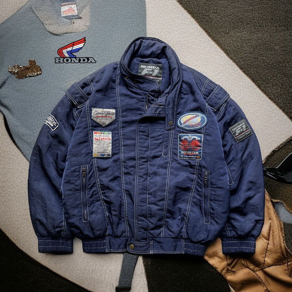 🔥VINTAGE 1990 HONDA F-1 JAPAN RACING TEAM BOMBER JACKET
