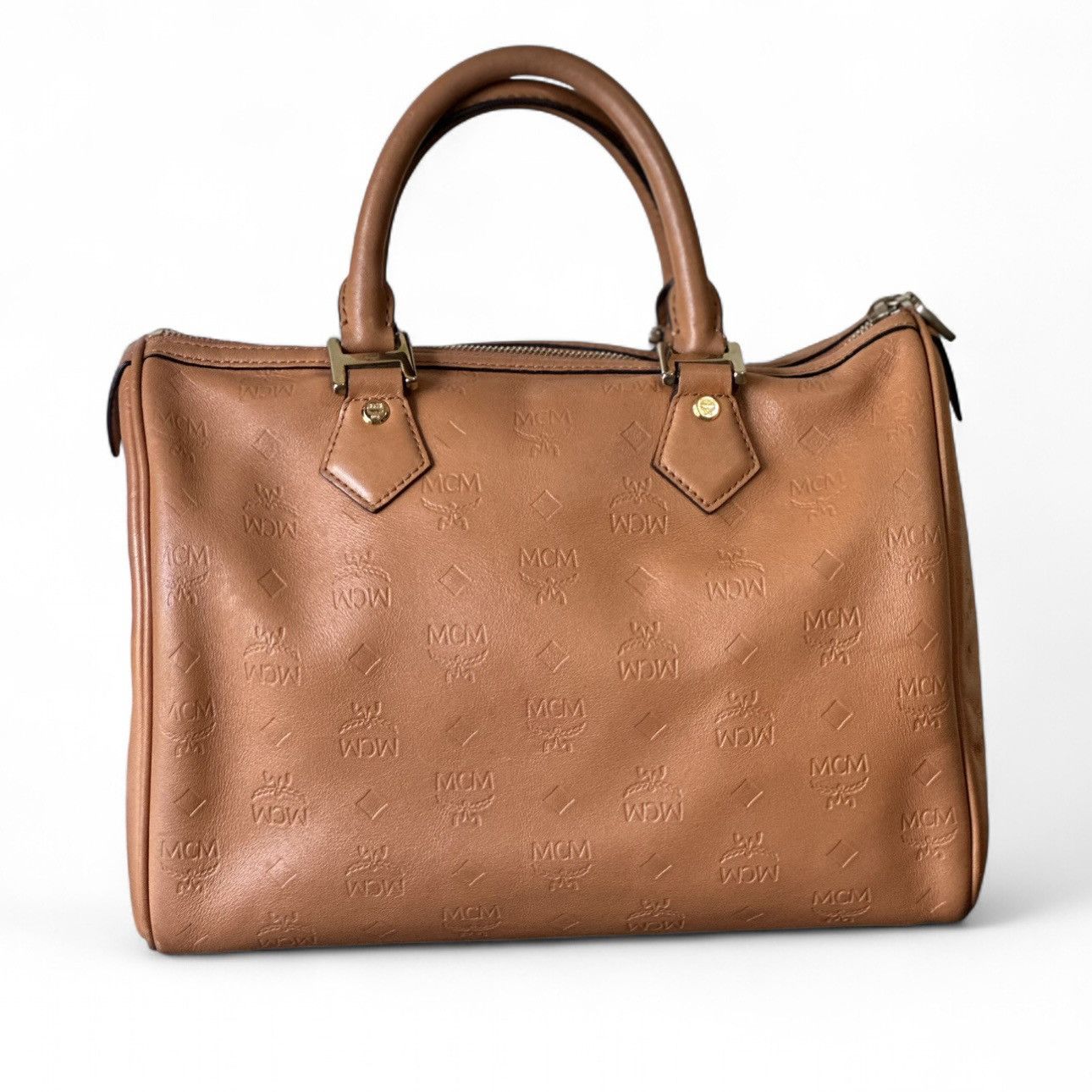 MCM MCM Rare Embossed Leather Boston Bag-Cognac (Mint, COA) Size ONE SIZE - 2 Thumbnail