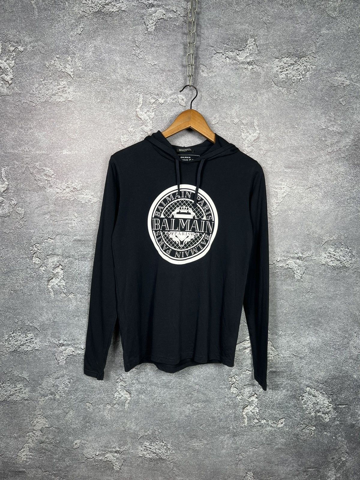 Balmain BALMAIN Men Hoodies DH1JQ005BB65 EAB Noir blanc