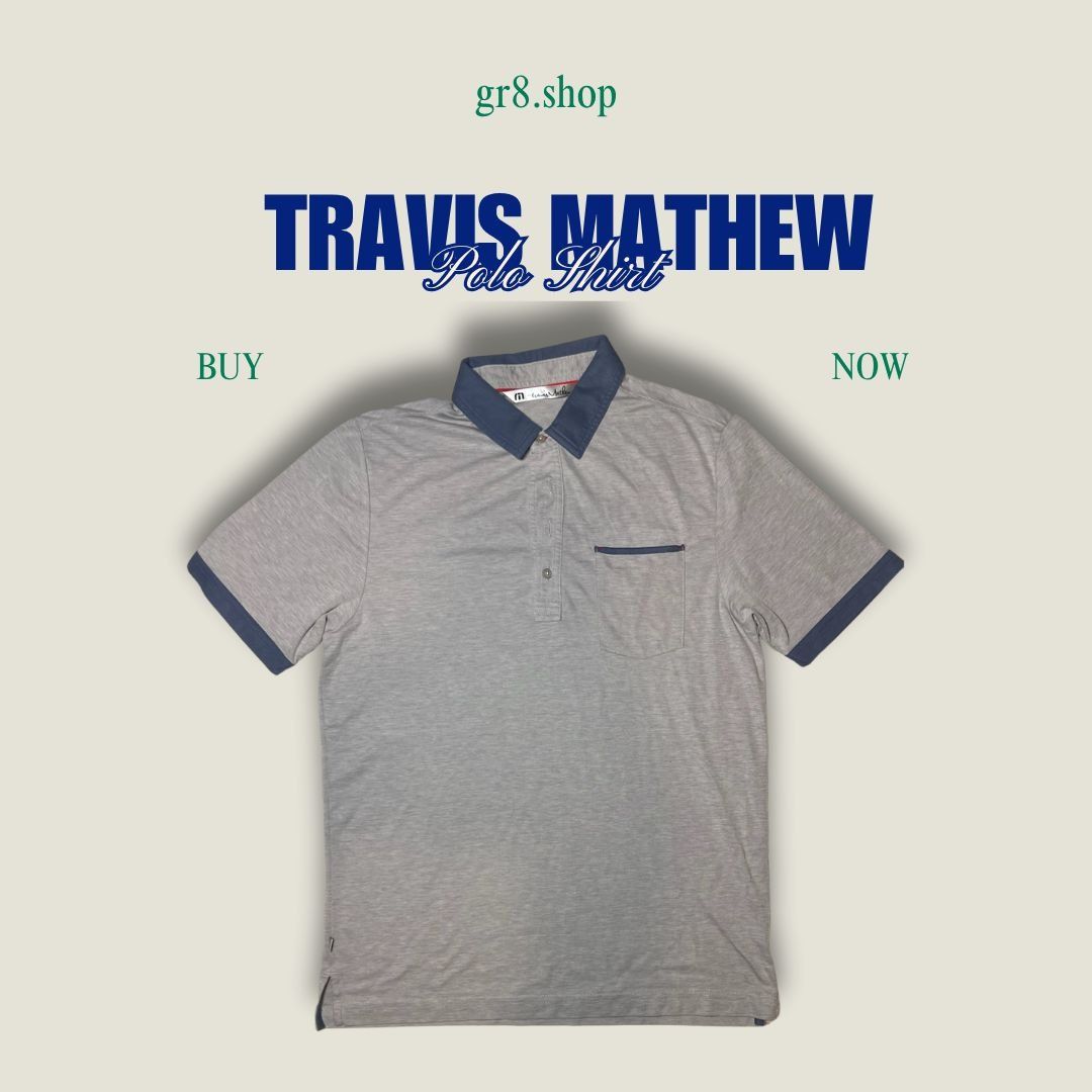 TravisMathew Travis Mathew Mens Polo Shirt Gray/Blue Size M Stylish & Com Size US M / EU 48-50 / 2 - 1 Thumbnail