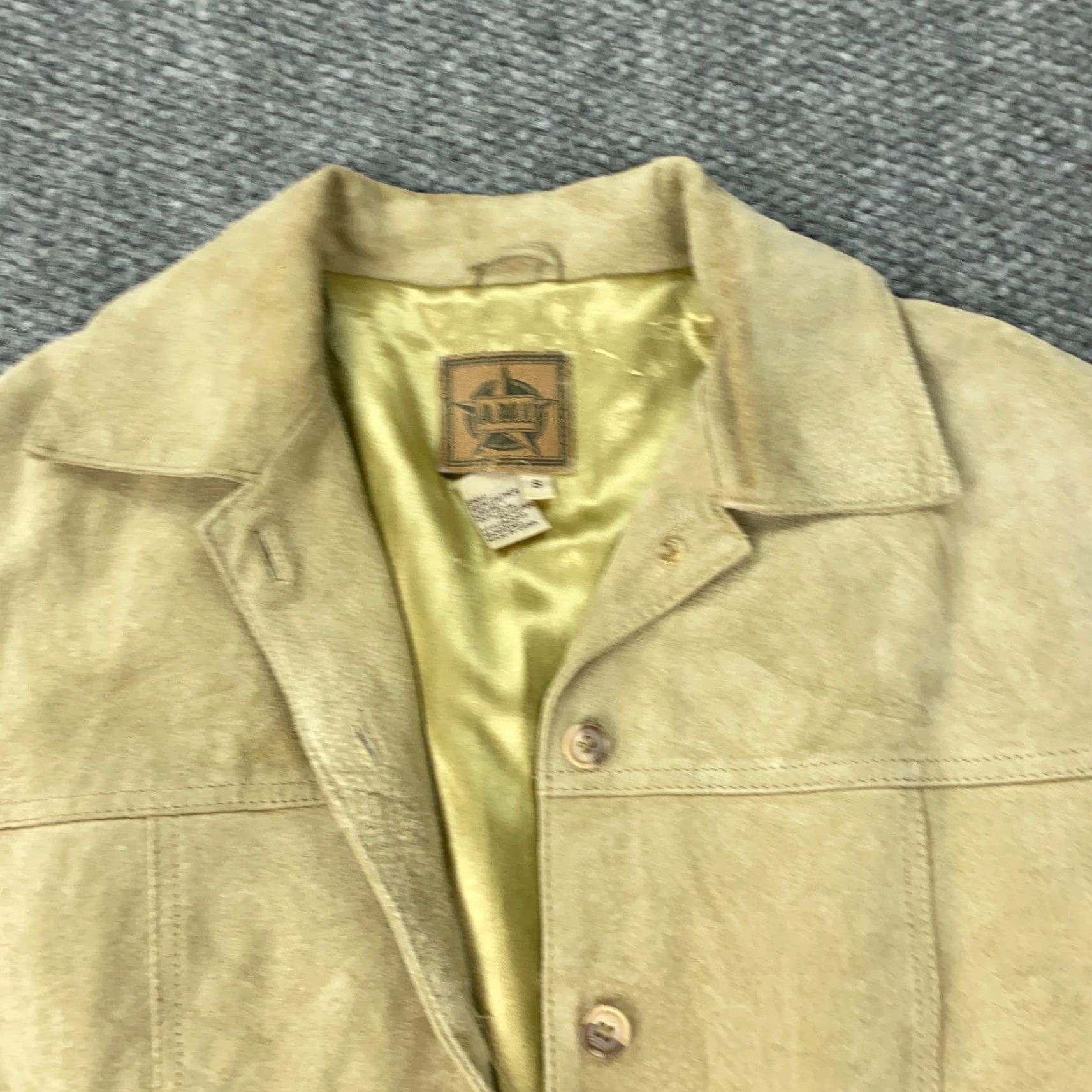 Vintage AMI Leather Jacket Womens Small Beige Leather Button Up Lined Size S / US 4 / IT 40 - 3 Thumbnail