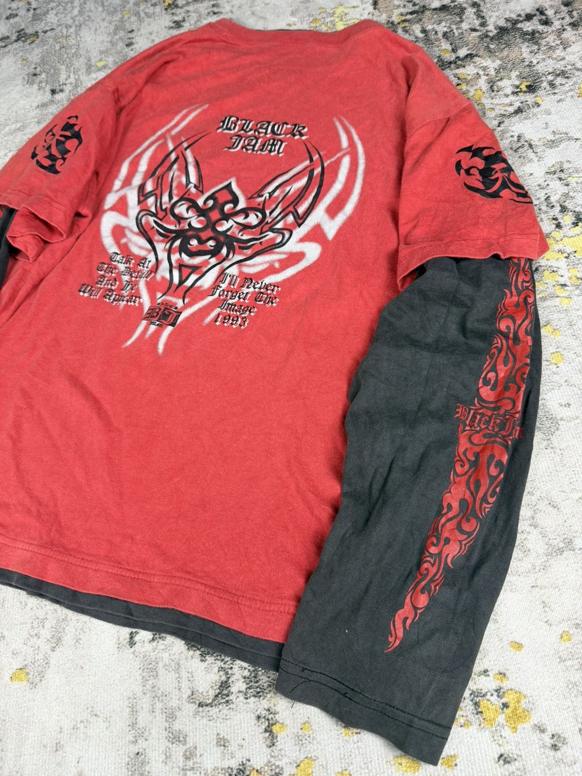 JNCO Y2K Black Jam Tattoo Tribal Double Layer Long Sleeve Size US M / EU 48-50 / 2 - 2 Thumbnail