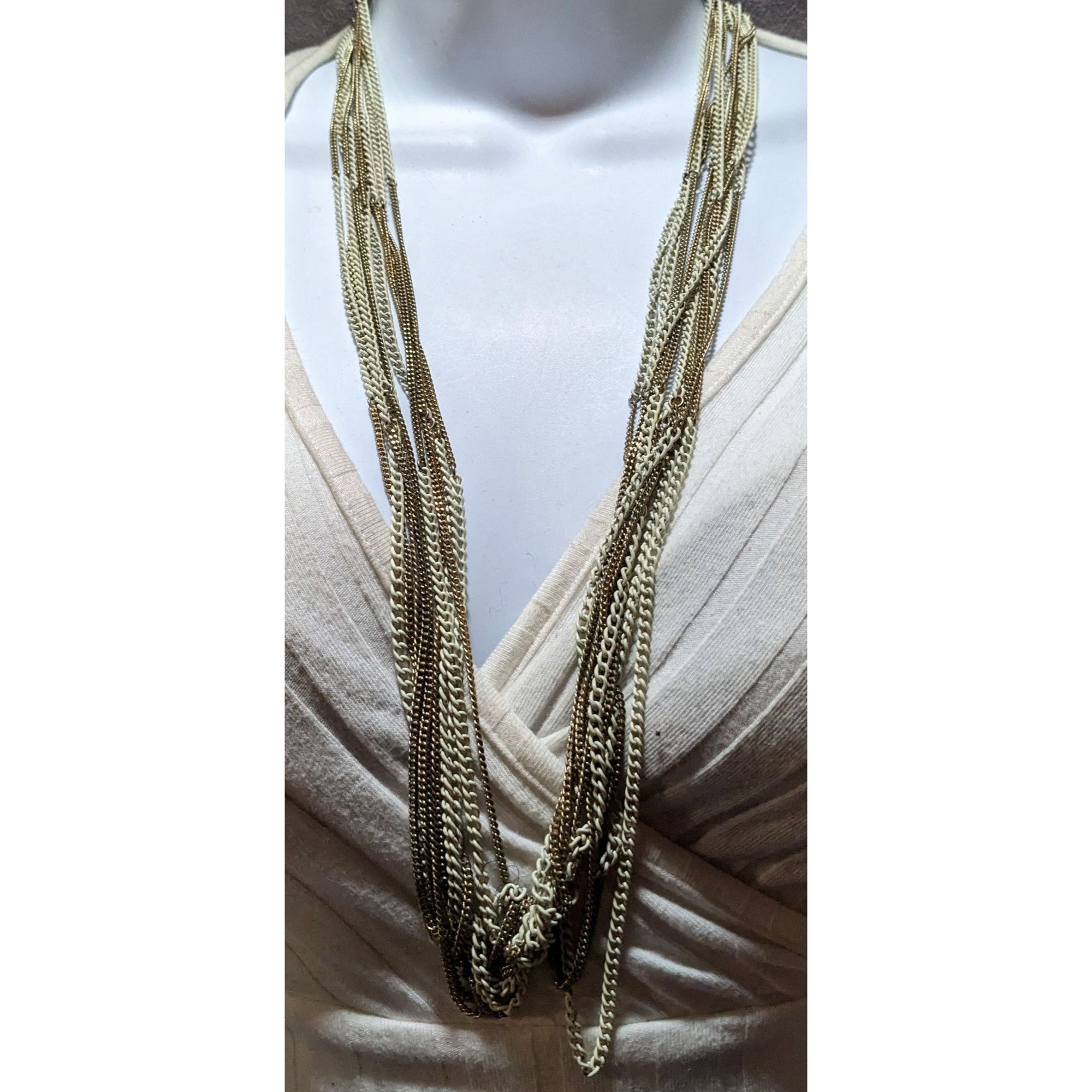 Other Gold And White Multilayer Chain Necklace Size ONE SIZE - 5 Thumbnail