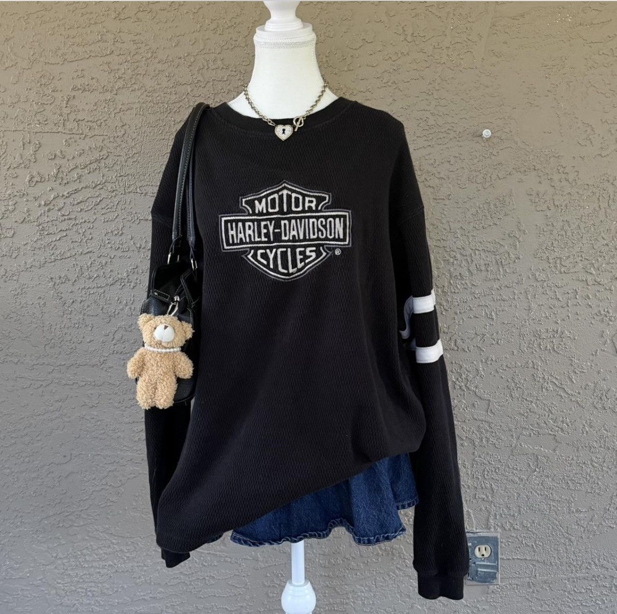 Harley Davidson Vintage 90s Harley Davidson black & white sweater Size US M / EU 48-50 / 2 - 1 Thumbnail