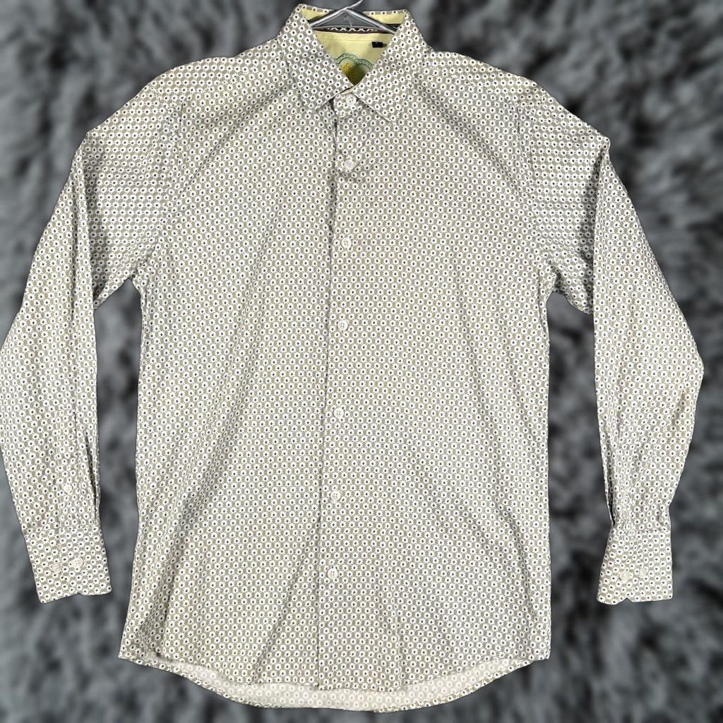 Vintage Cesari Shirt Mens Small White Green Blue Geometric Print Long Sleeve Button Up Size US S / EU 44-46 / 1 - 1 Thumbnail