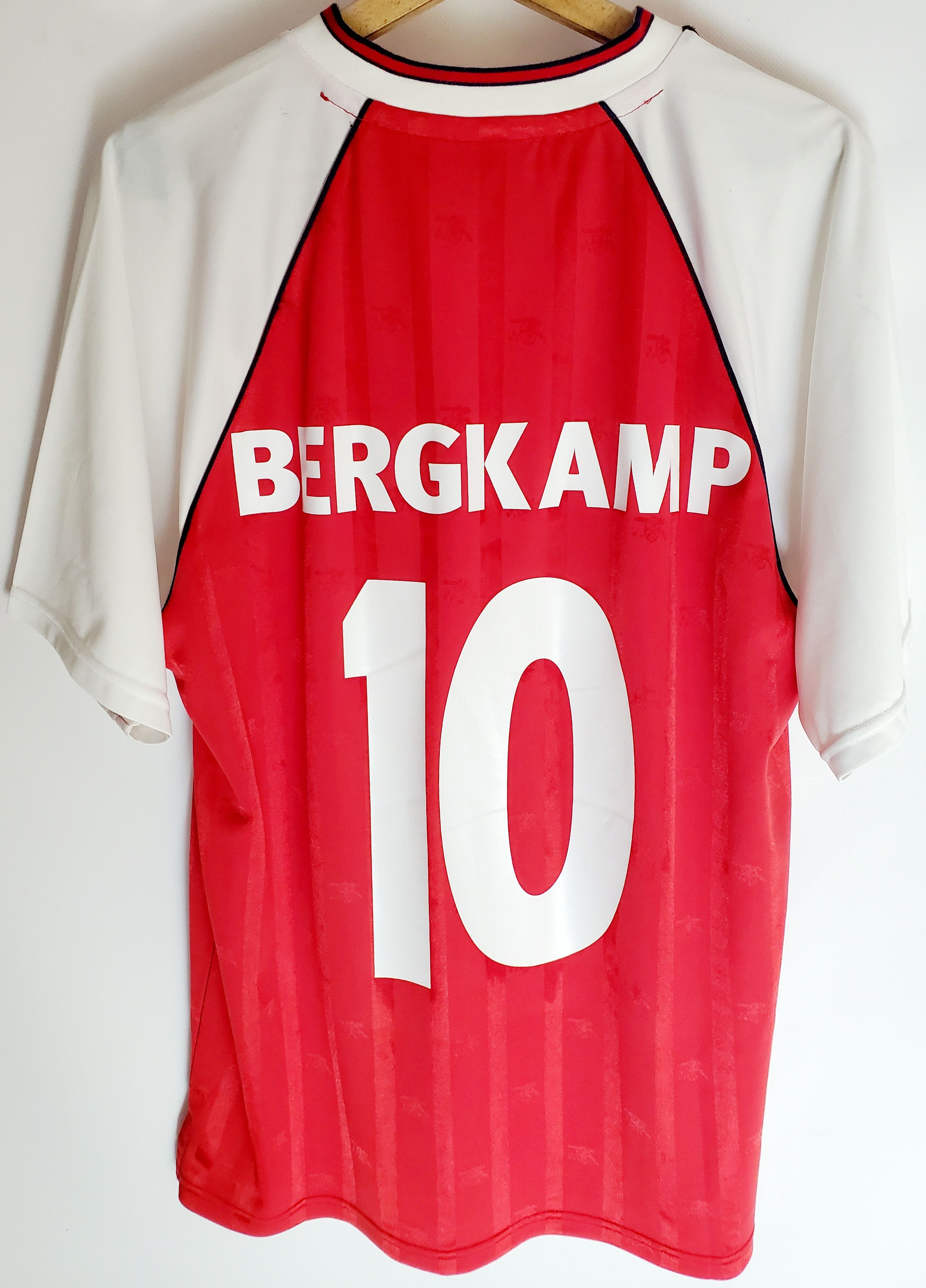 Vintage ARSENAL 1988/1990 HOME Jersey SCORE DRAW # 10 Bergkamp L Size US L / EU 52-54 / 3 - 1 Thumbnail