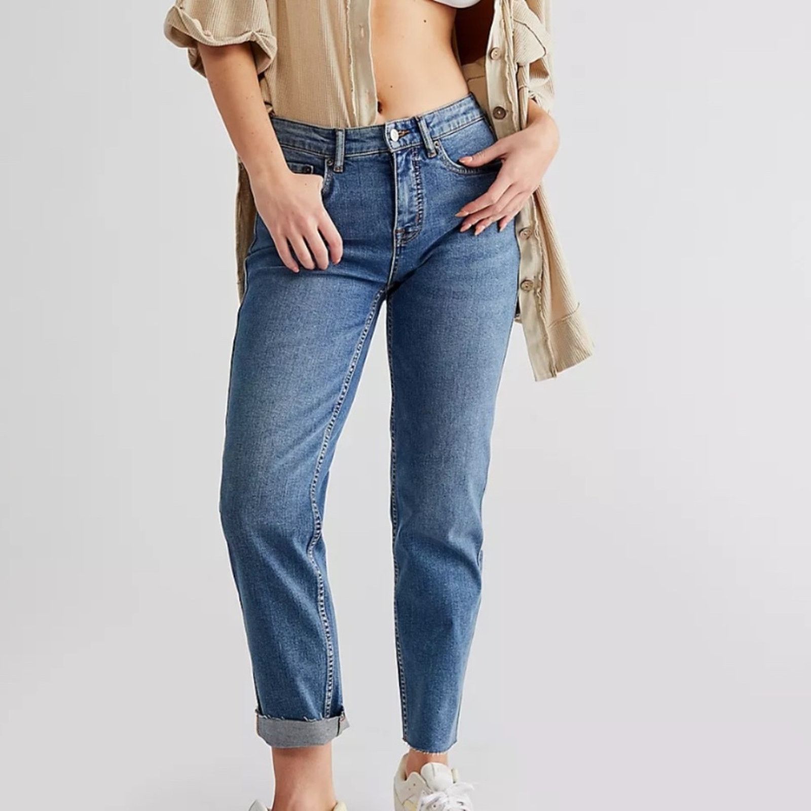 Free People Free People High-Rise Regular Button Fly Raw Hem Jeans - 26 Size 26" / US 2 / IT 38 - 1 Thumbnail