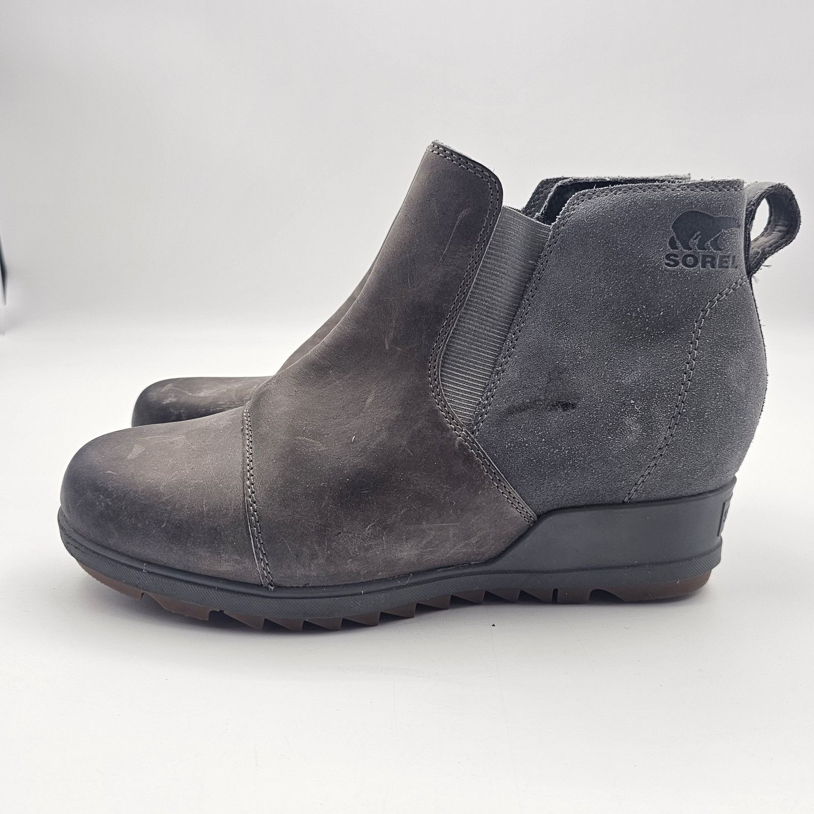SOREL Sorel Evie Pull-On Waterproof Suede Leather Wedge Ankle Boot Size US 9 / IT 39 - 10 Thumbnail