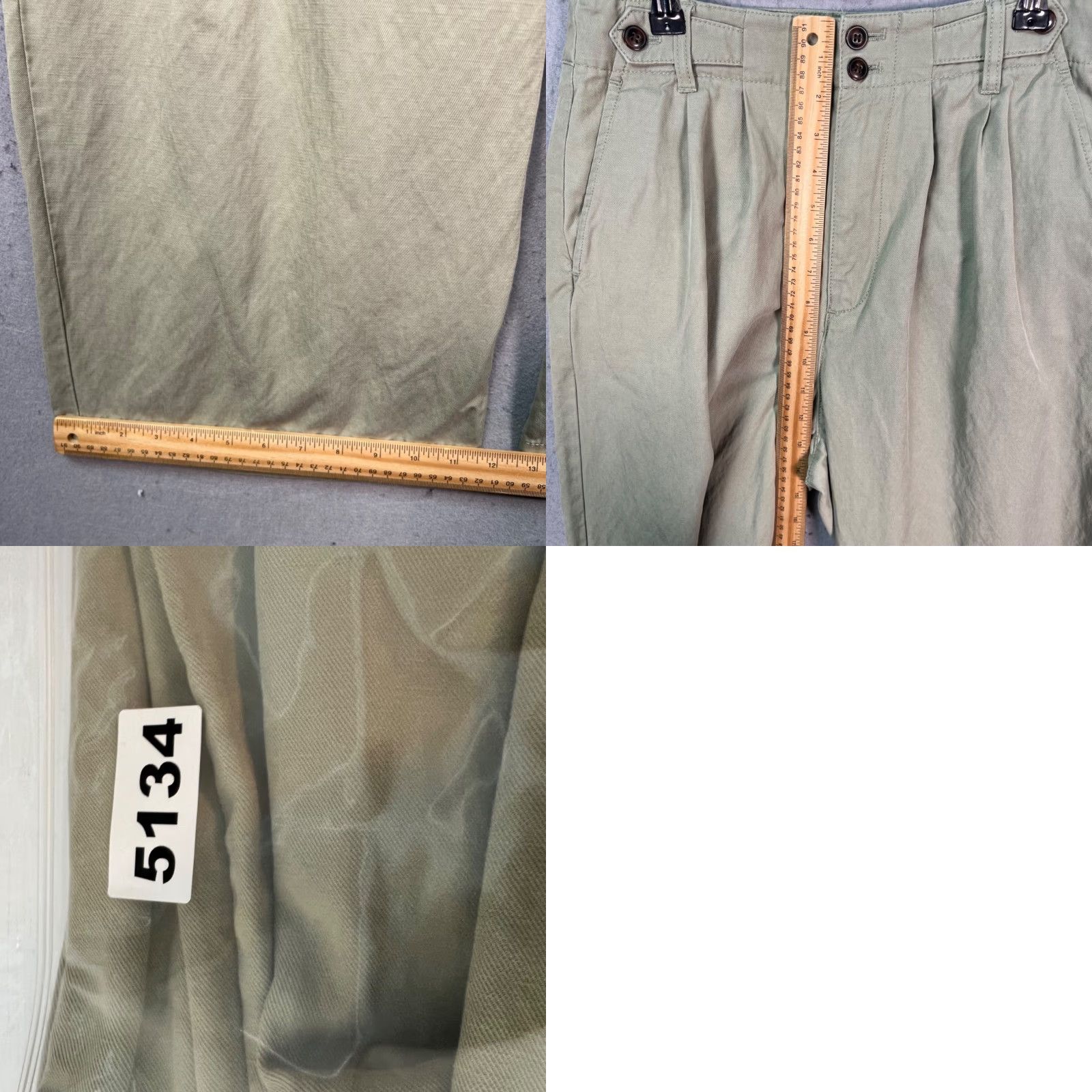Madewell Womens Size 6 Wide Leg Pleated Chino Pants Sage Green
