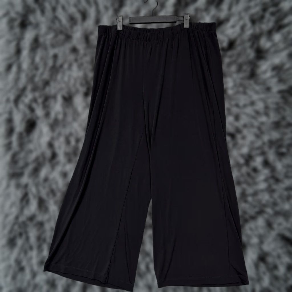 Vintage CJ Banks Dress Pants Womens 2X Black Jersey Knit Wide-Leg Pull On Polyester Spandex Casual Pants Womens Plus Size 2X Black Wide Leg Pants Size XXL / US 16-18 / IT 52-54 - 1 Thumbnail