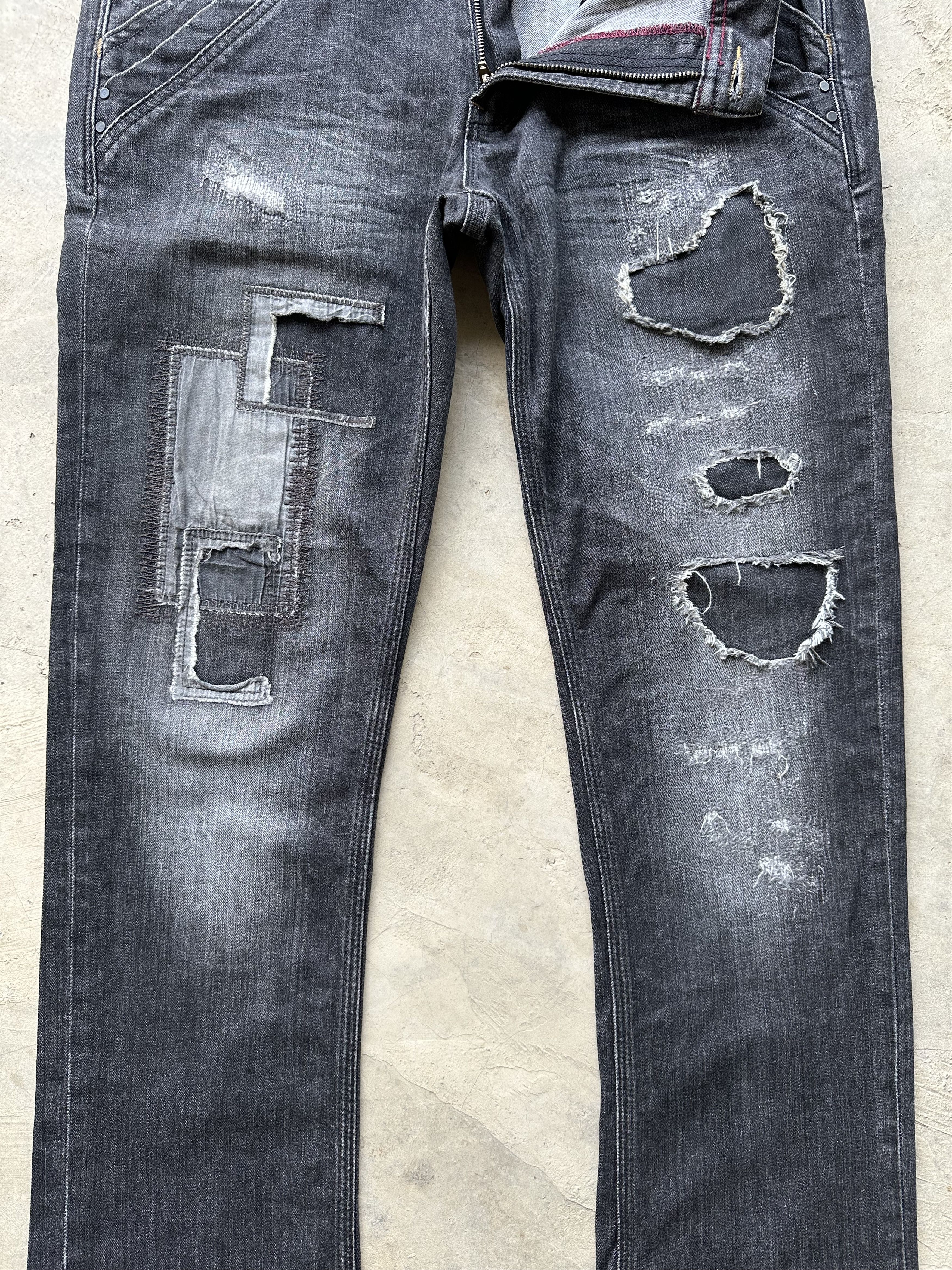 Nicole Club Japanese Brand NCFM Distressed Patchwork Denim Released Hem Size US 35 - 5 Thumbnail