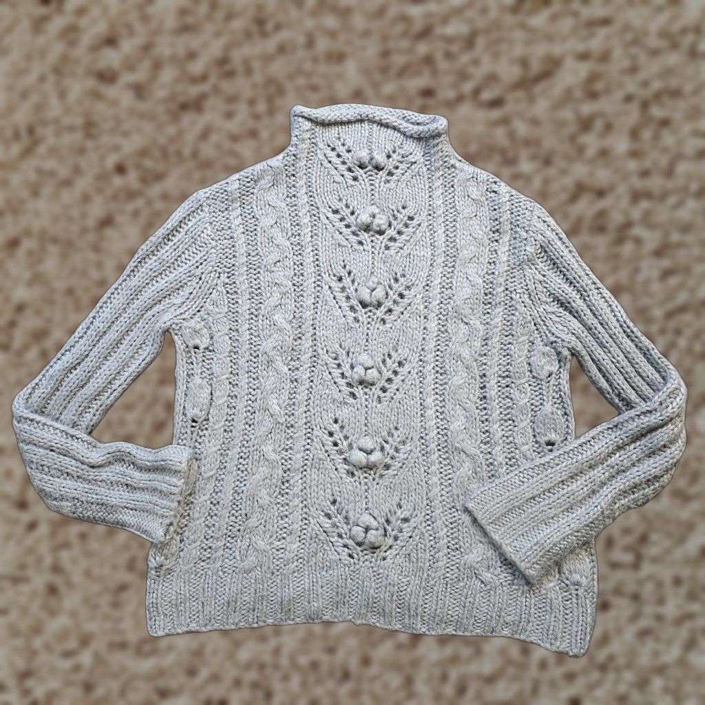 Express VINTAGE Express Sweater Womens XL Gray Wool Blend Cable Knit Fisherman Pullover Womens Size XL / US 12-14 / IT 48-50 - 1 Thumbnail