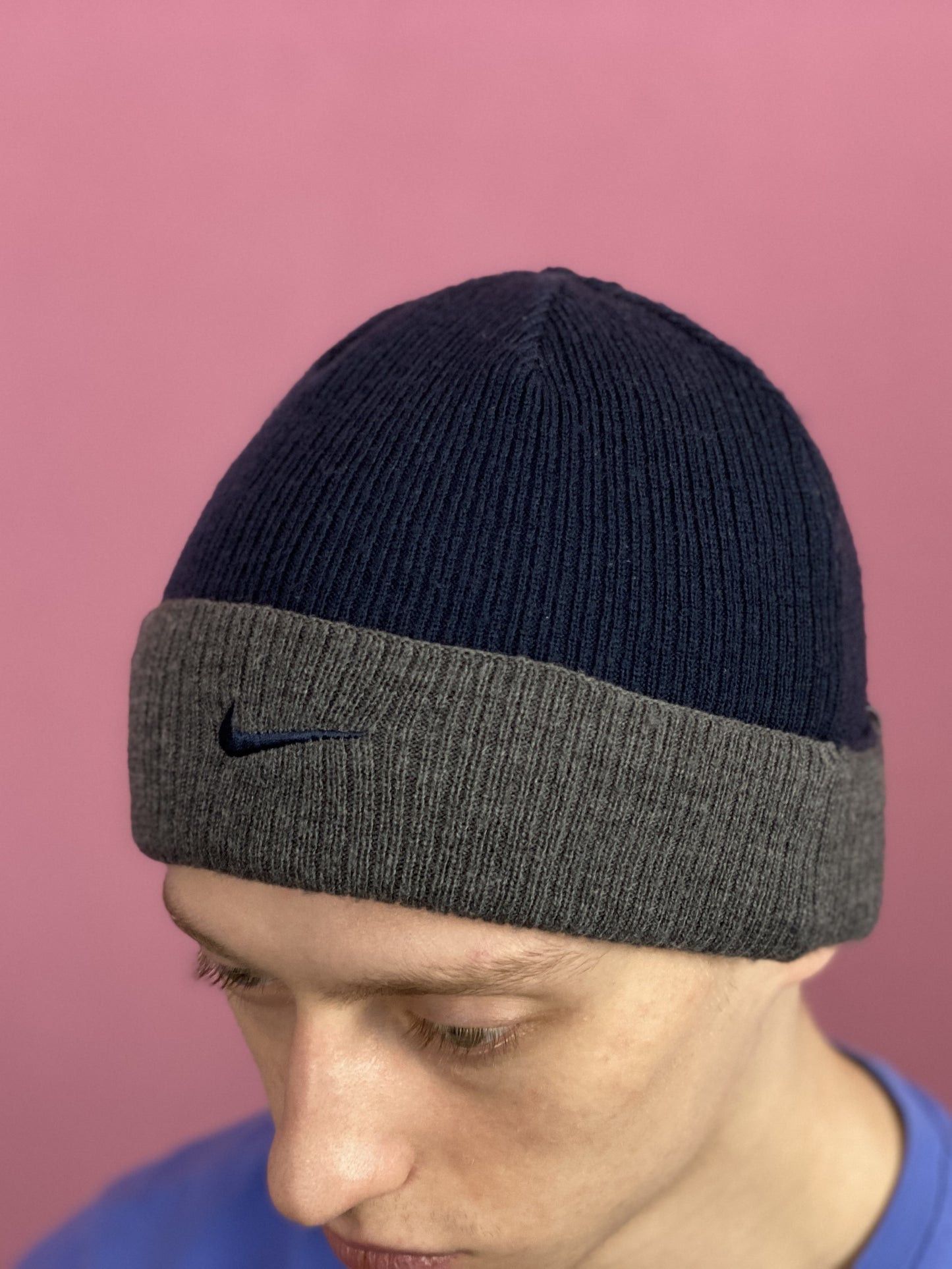 Nike × Vintage Nike Vintage Reversible Beanie Hat - Navy Blue Size ONE SIZE - 1 Thumbnail