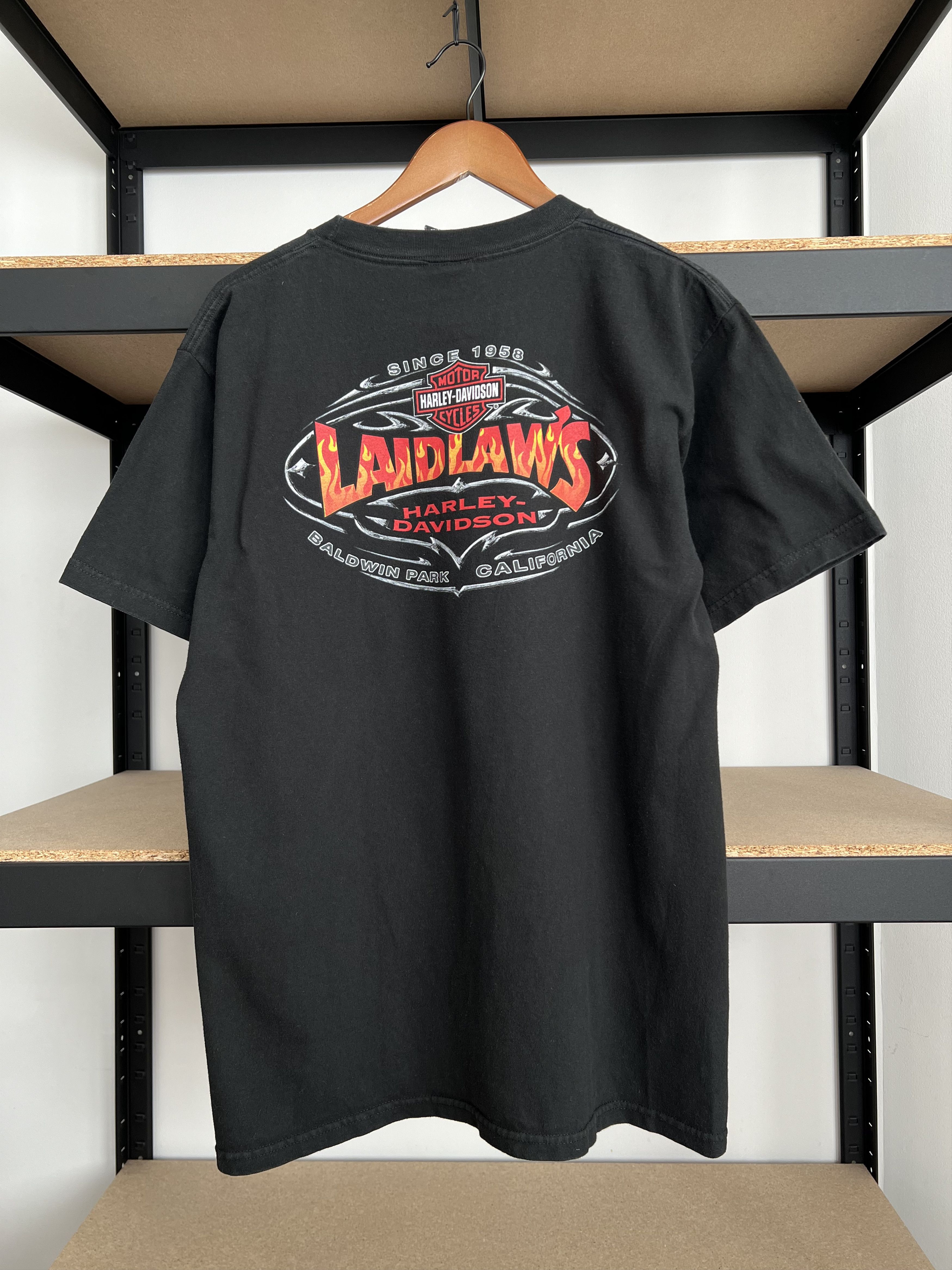 Harley Davidson Vintage 2000s Harley Davidson Eagle Skull Fire Flame T-shirt Size US L / EU 52-54 / 3 - 4 Thumbnail