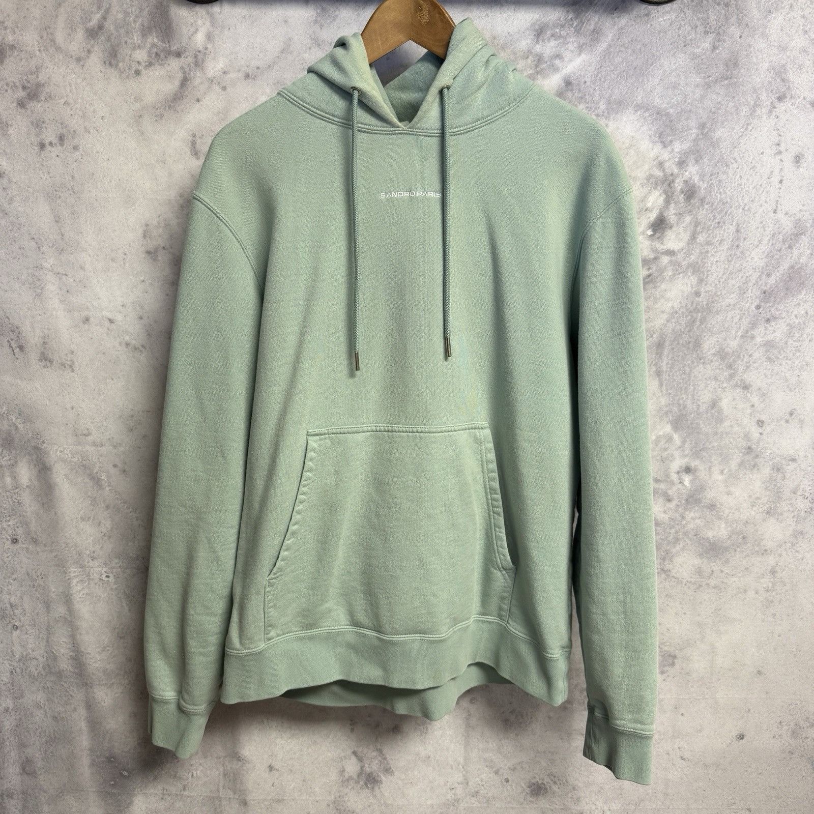 Sandro Sandro Paris Hoodie Sweatshirt Mens Large 23x26.5 Turquoise Size US L / EU 52-54 / 3 - 2 Thumbnail