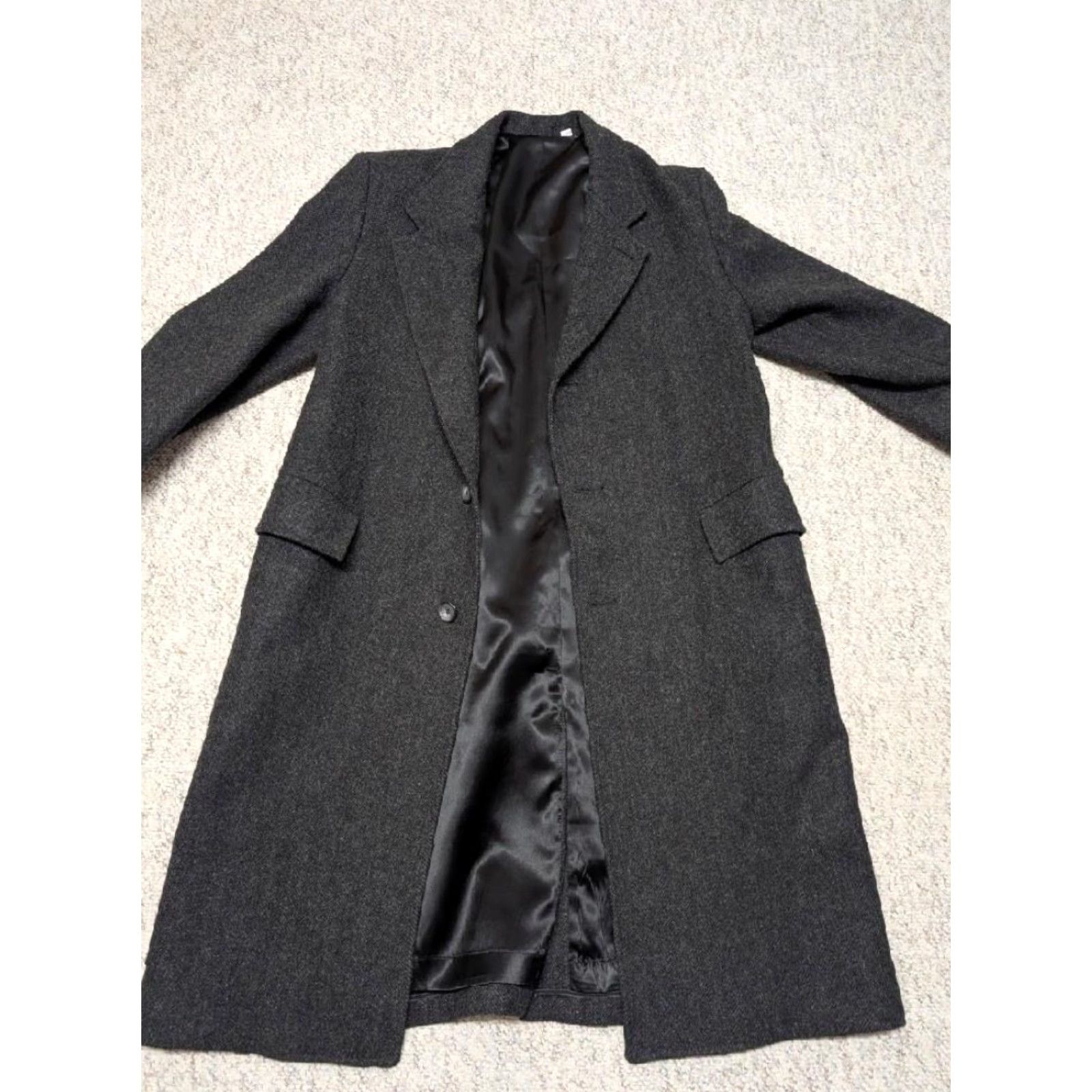 London Fog VINTAGE HERRINGBONE DONEGAL English tweed wool overcoat M 42 Charcoal Black coat Mens Size US M / EU 48-50 / 2 - 3 Thumbnail