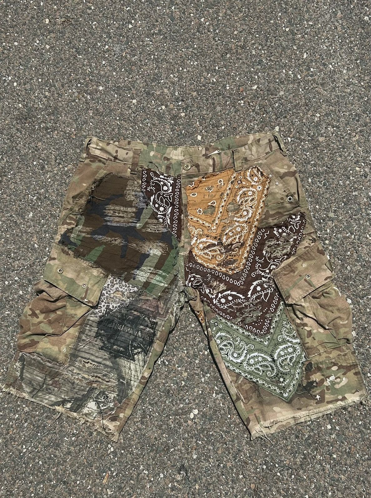 Other Boro Sashiko Patchwork Vintage Army Camo Shorts Jorts Size US 32 / EU 48 - 1 Thumbnail