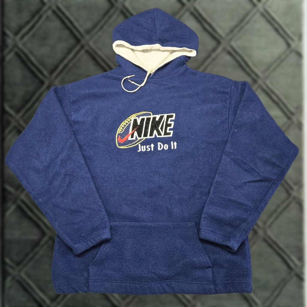 Nike Nike Hoodie Mens XL Blue Pullover Heavyweight Fleece Lined Pockets Embroidered Size US XL / EU 56 / 4 - 1 Thumbnail