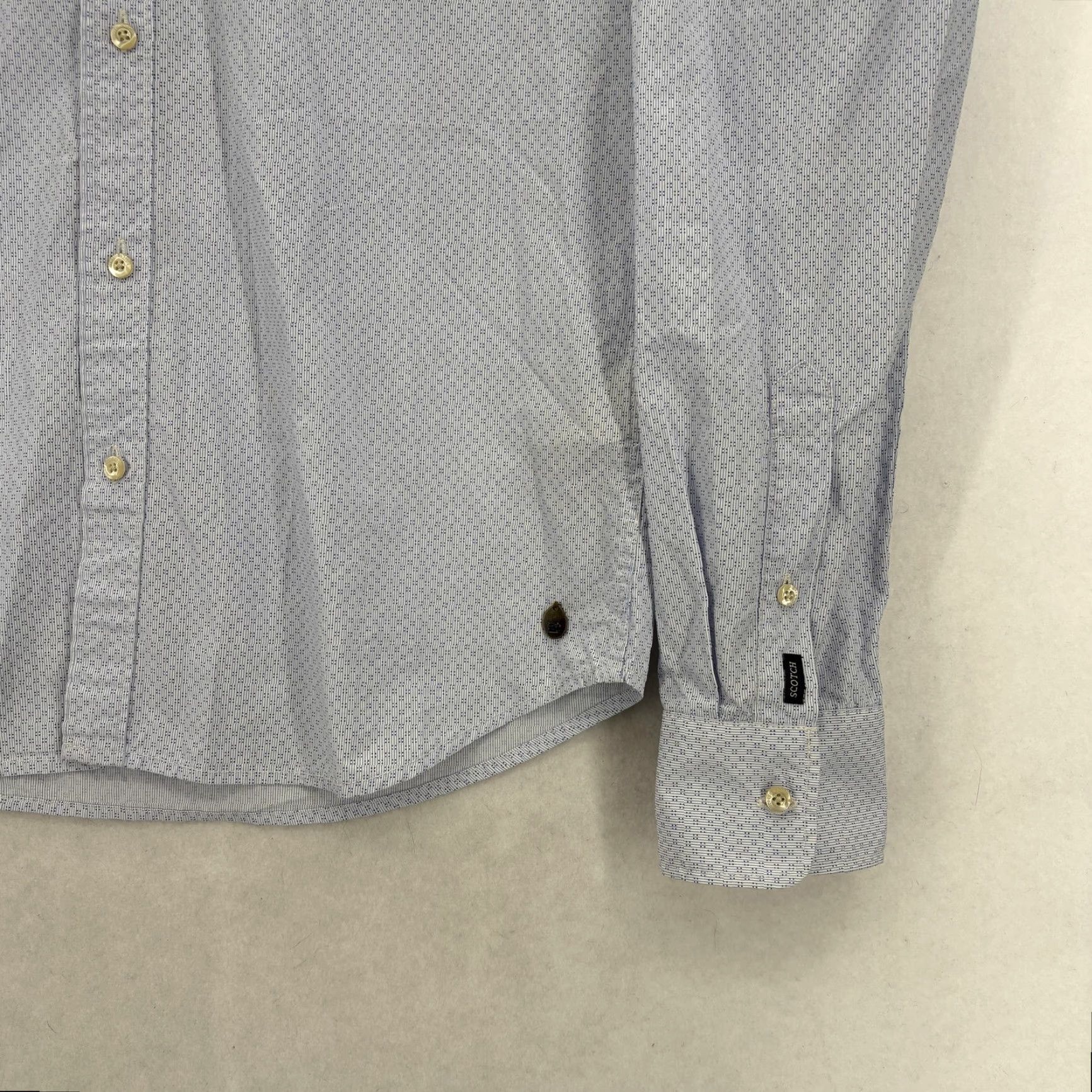Scotch & Soda Scotch & Soda Shirt Mens Medium Blue Micro Stripe Long Sleeve Button Up Casual Size US M / EU 48-50 / 2 - 3 Thumbnail