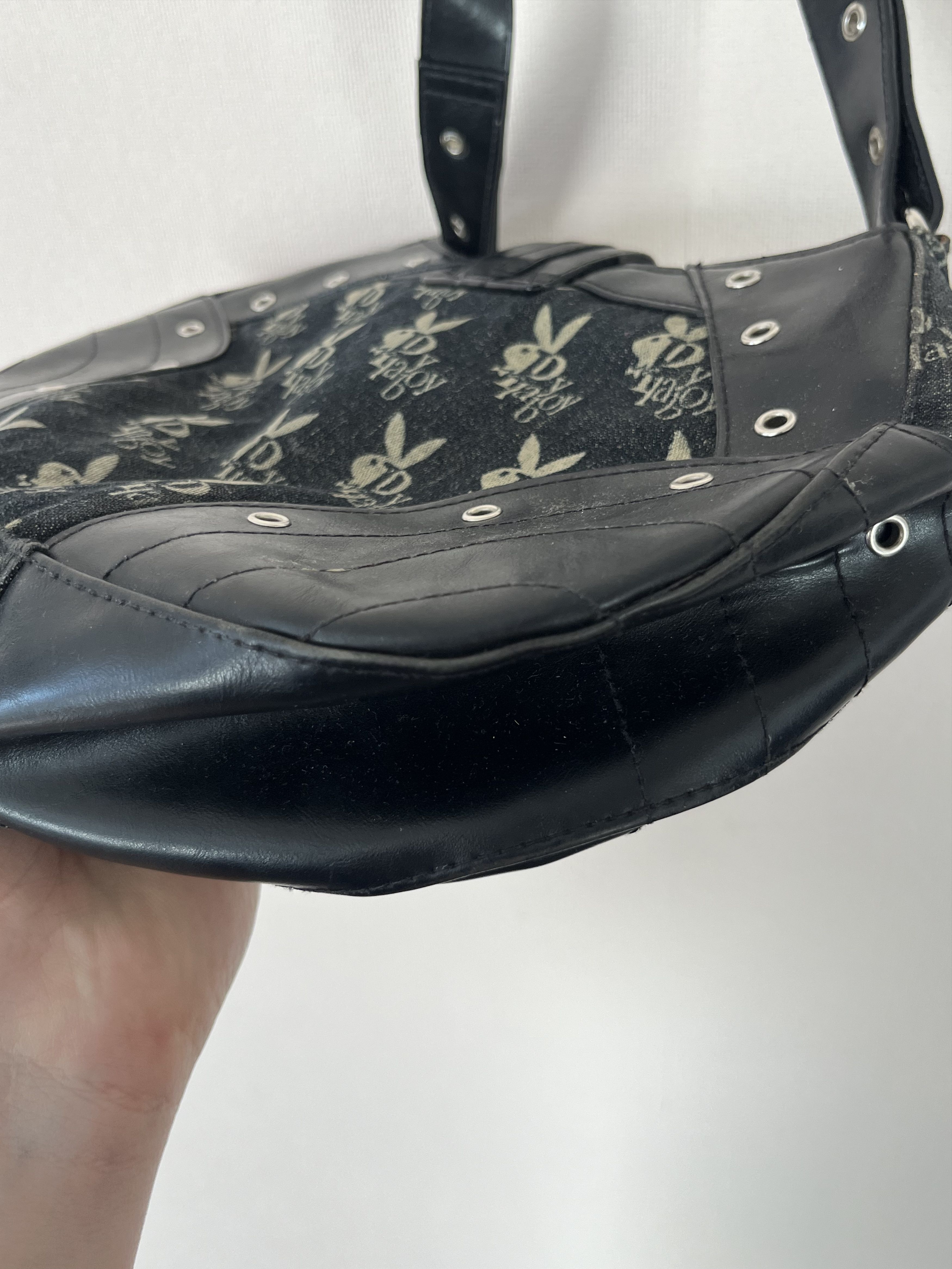 Playboy Playboy Y2K Monogram Shoulder Bag Black Studded Baguette Size ONE SIZE - 9 Thumbnail