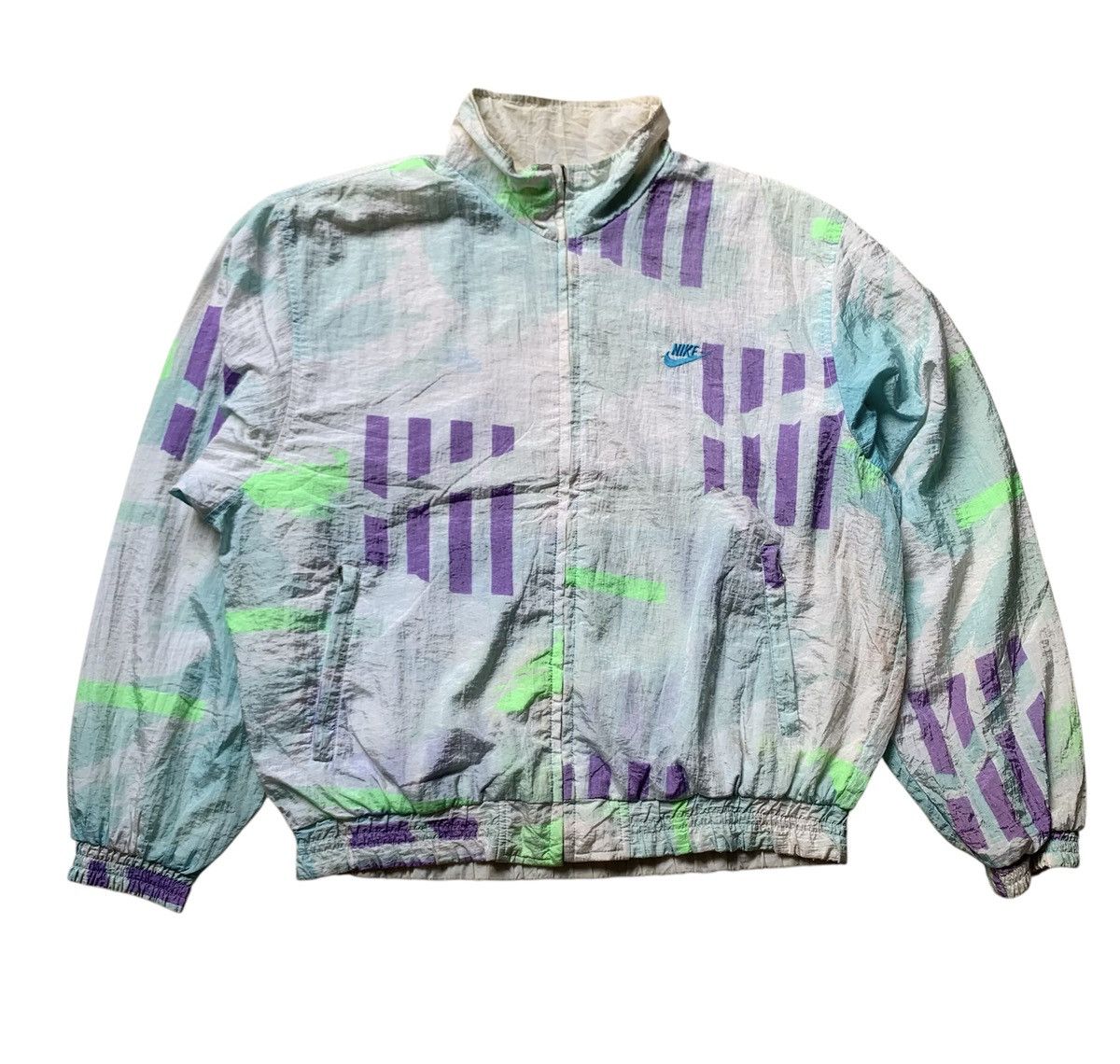 Nike Vintage 90's NIKE EEL nylon reversible windbreaker jacket Size US XL / EU 56 / 4 - 1 Thumbnail