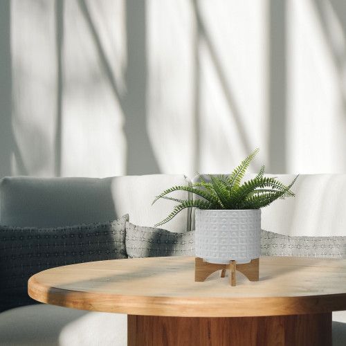 Designer × Homemade 8" DOTTED PLANTER W/ STAND, WHITE Size US L / EU 52-54 / 3 - 1 Thumbnail