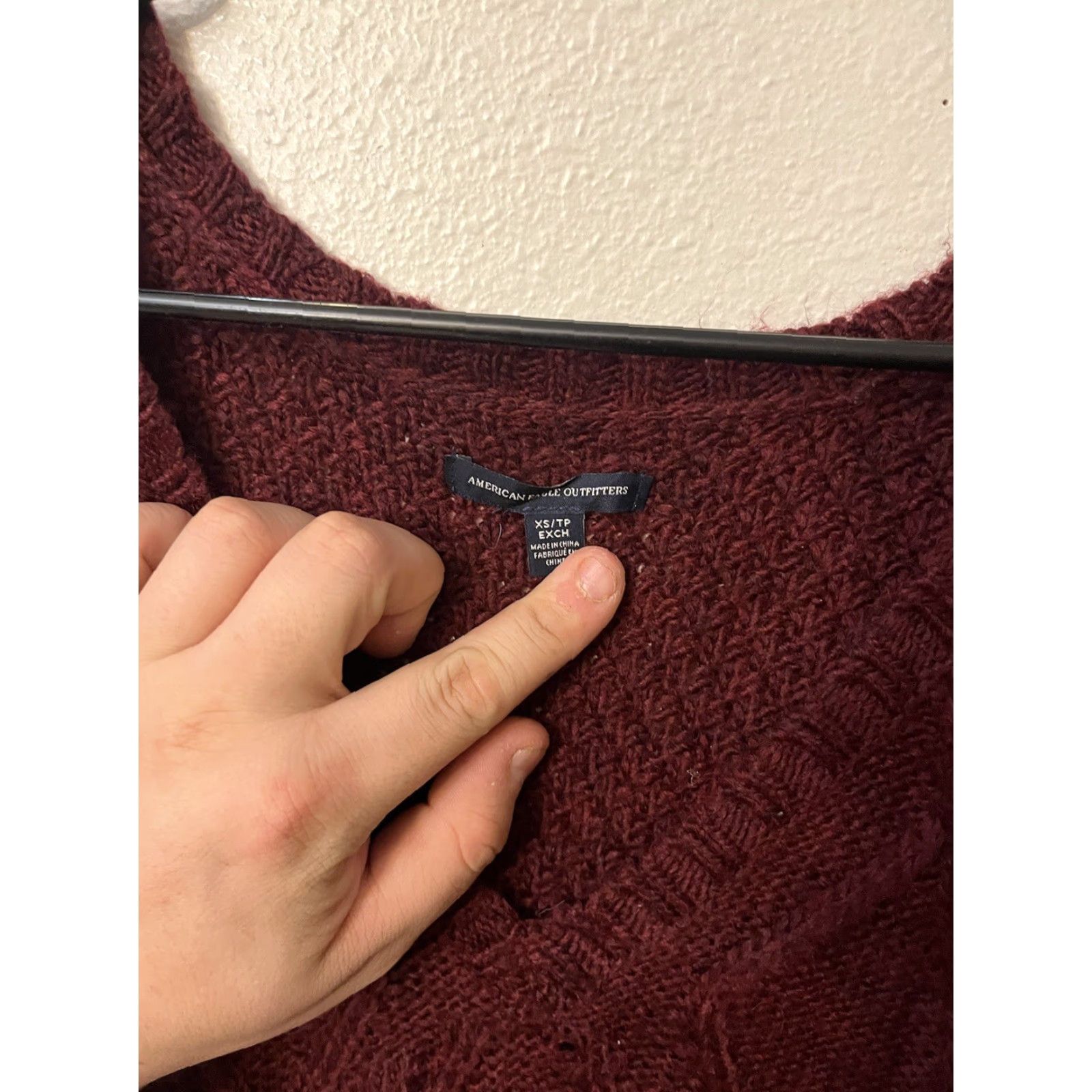 American Eagle Outfitters American Eagle Outfitters Sweater Dress Womens XS Maroon Wool Blend Long Sleeve V-Neck Size XS / US 0-2 / IT 36-38 - 2 Thumbnail