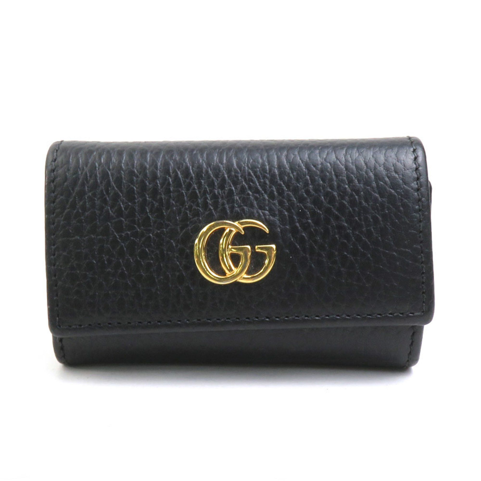 GUCCI GG Marmont Leather Key Case Black Accessory Men's Women's 456118 H31138A
