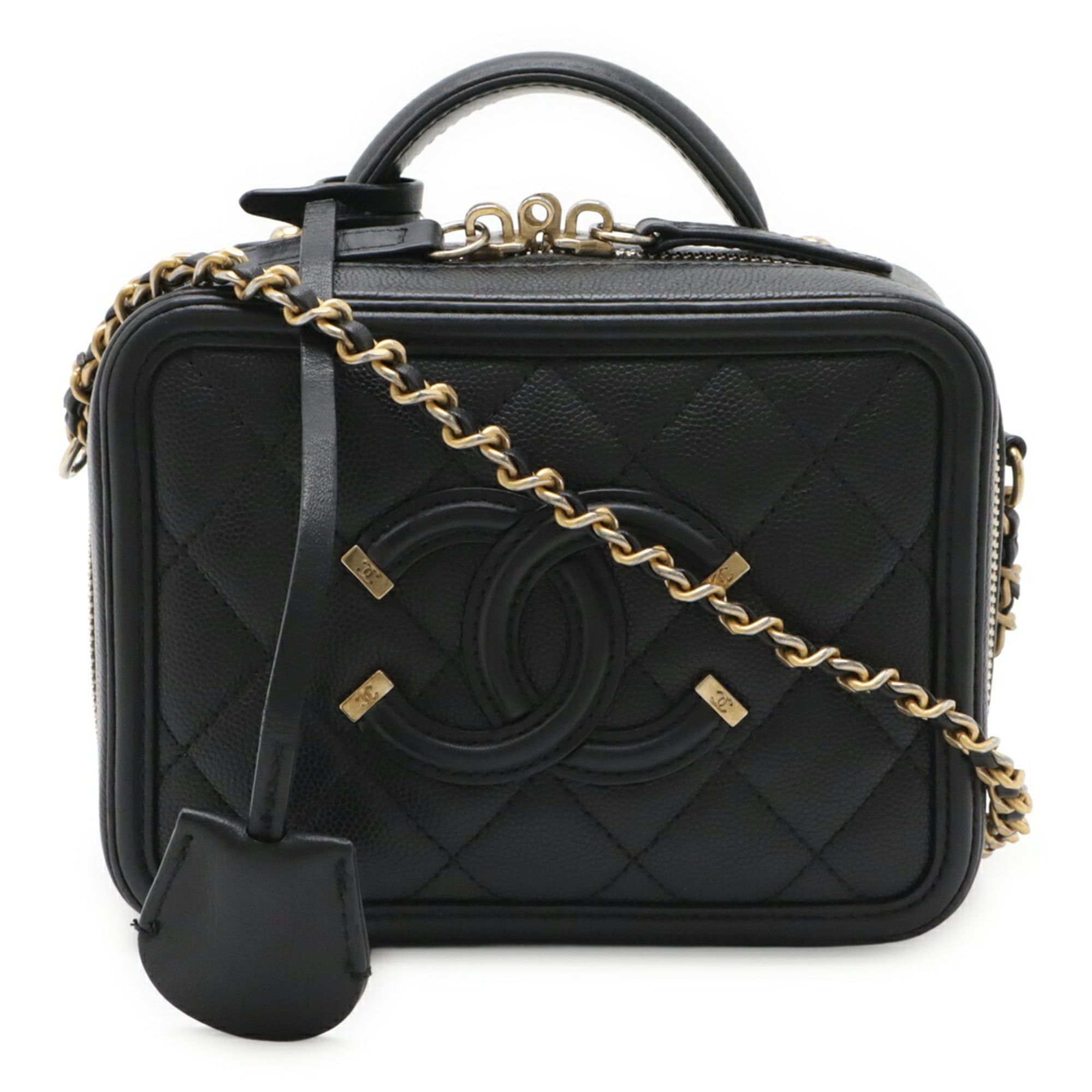 Chanel CHANEL CC Filigree Small Vanity Bag, Handbag, Chain Shoulder Caviar Leather, Black, A93342 Size ONE SIZE - 1 Thumbnail