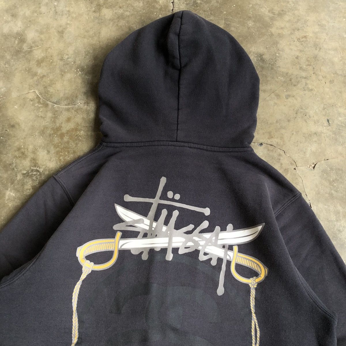 Stussy Vintage Trashed Stussy Dagger Rope Logo Ziphoodie Black Size US L / EU 52-54 / 3 - 3 Thumbnail