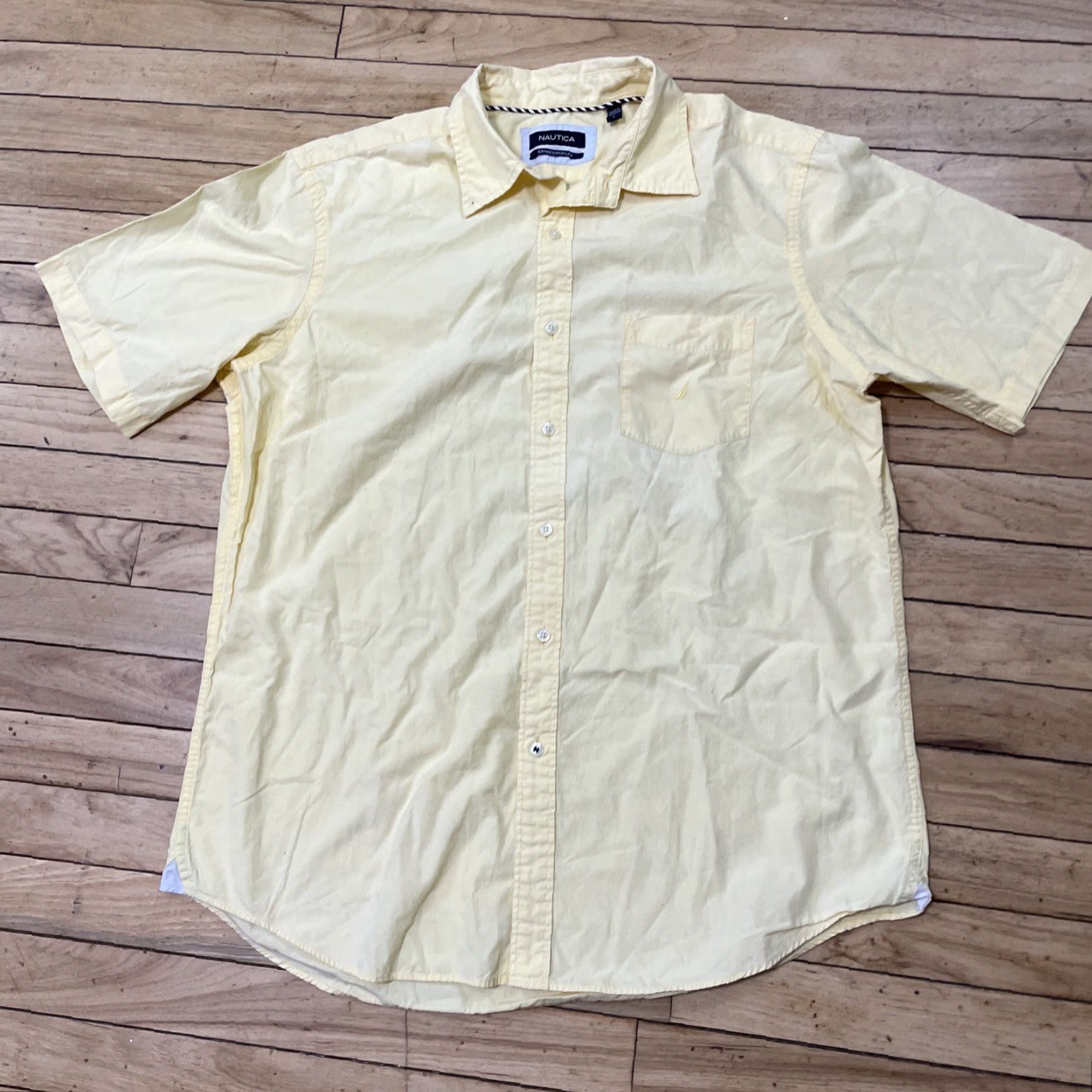 Nautica Nautica Shirt Men L Yellow Pocket Logo Sanded Poplin Matte Retro Beach Capsule - Button-Up Casual/Workwear Size US L / EU 52-54 / 3 - 2 Thumbnail
