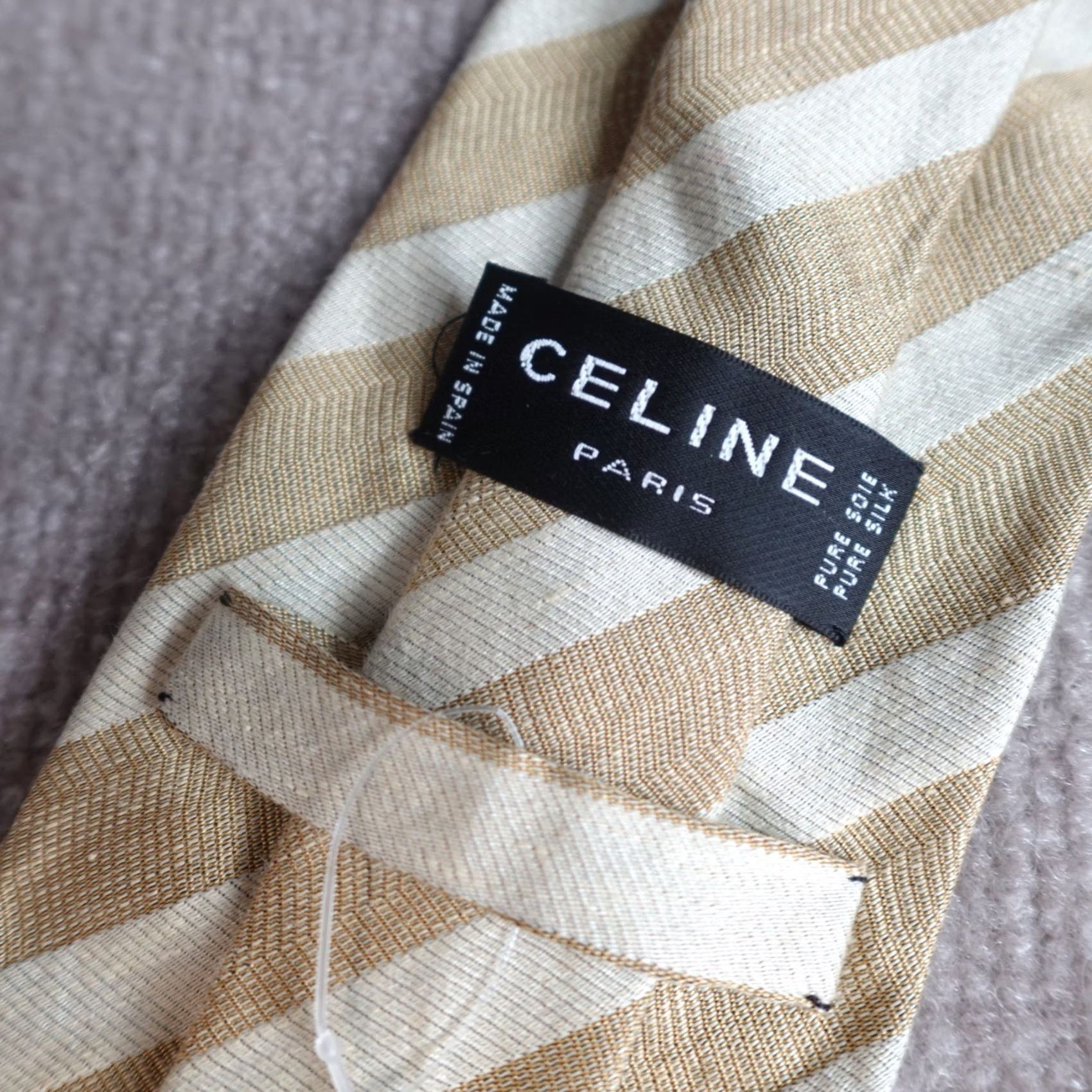 Celine CELINE Mens Tie Yellow Striped Jacquard Silk Made in Spain One Size Size ONE SIZE - 4 Thumbnail