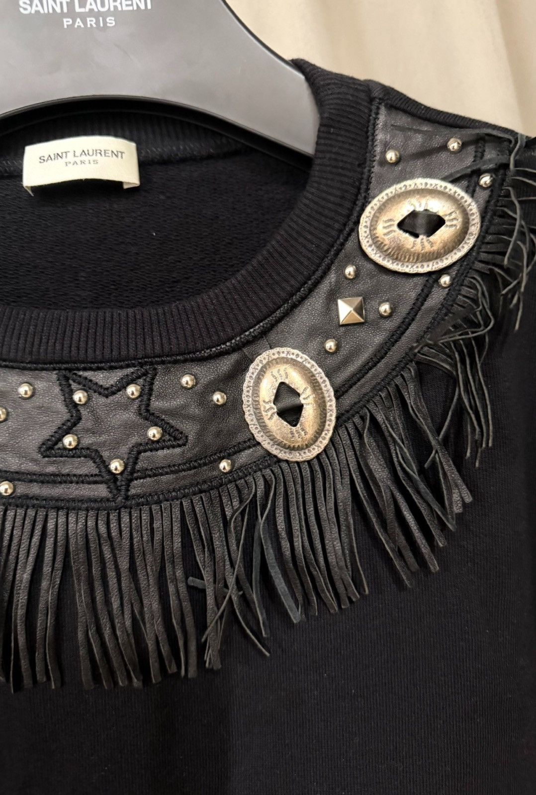 Saint Laurent Paris Saint Laurent 14FW Western Studded Fringe Sweatshirt Size US M / EU 48-50 / 2 - 2 Thumbnail