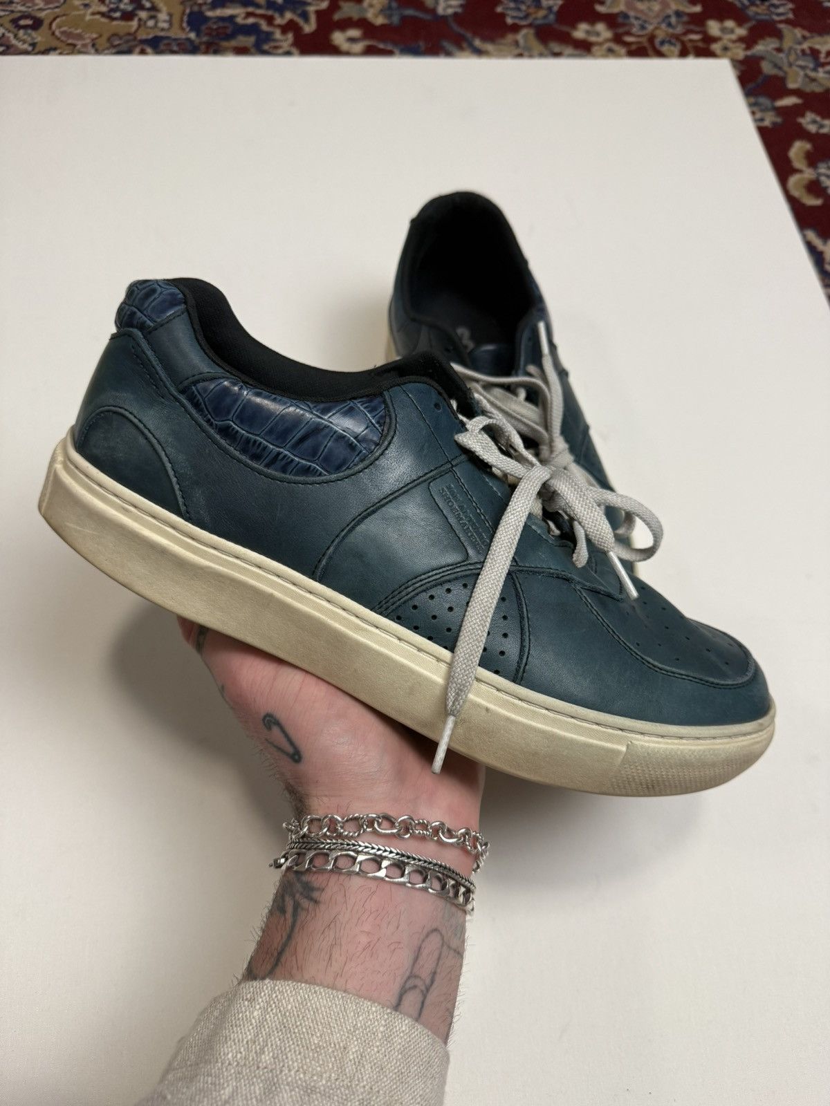Vintage SAS Handmade Shoes Made in USA Blue Crocodile Print Leather Size US 10 / EU 43 - 1 Thumbnail
