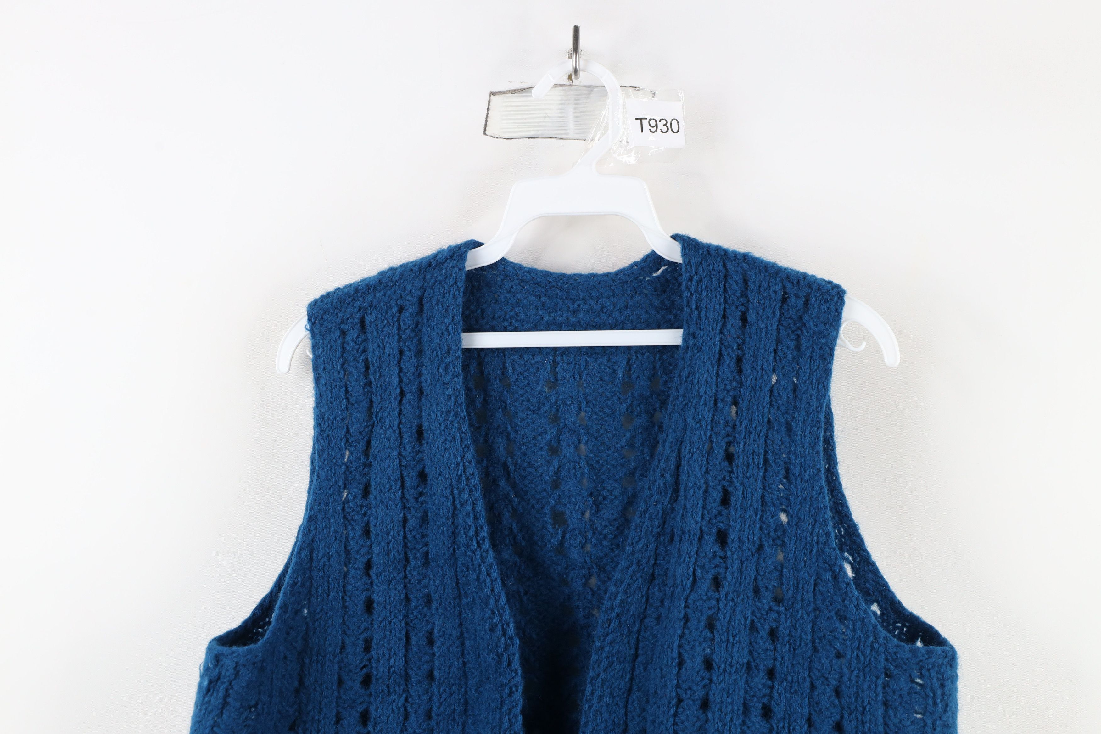 Vintage Vintage 70s Streetwear Open Front Crochet Knit Sweater Vest Size L / US 10 / IT 46 - 2 Thumbnail