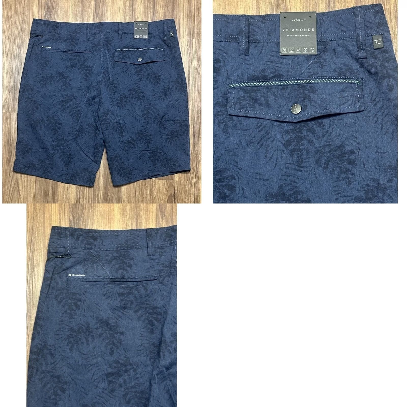 Vintage 7 Diamonds Honolua Performance Hybrid Shorts Blue Palms Men's Sz 38 Size US 38 / EU 54 - 8 Thumbnail