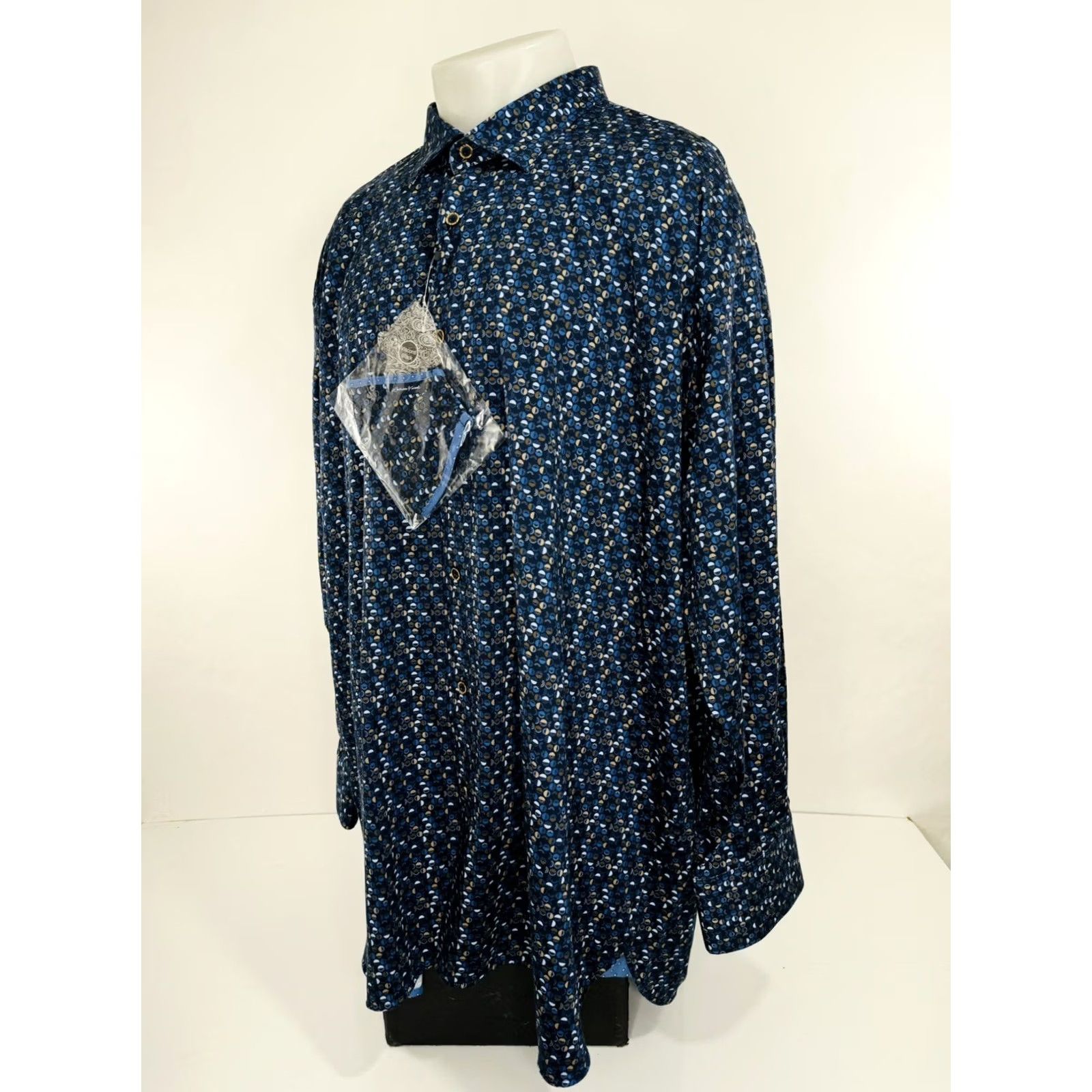 Vintage VINTAGE VISCONTI BLACK Shirt Mens Big 3X Geometric Blue Long Sleeve Button-Up With Tags Face Mask Matching Geometric 90s Theme Size US XXL / EU 58 / 5 - 4 Thumbnail