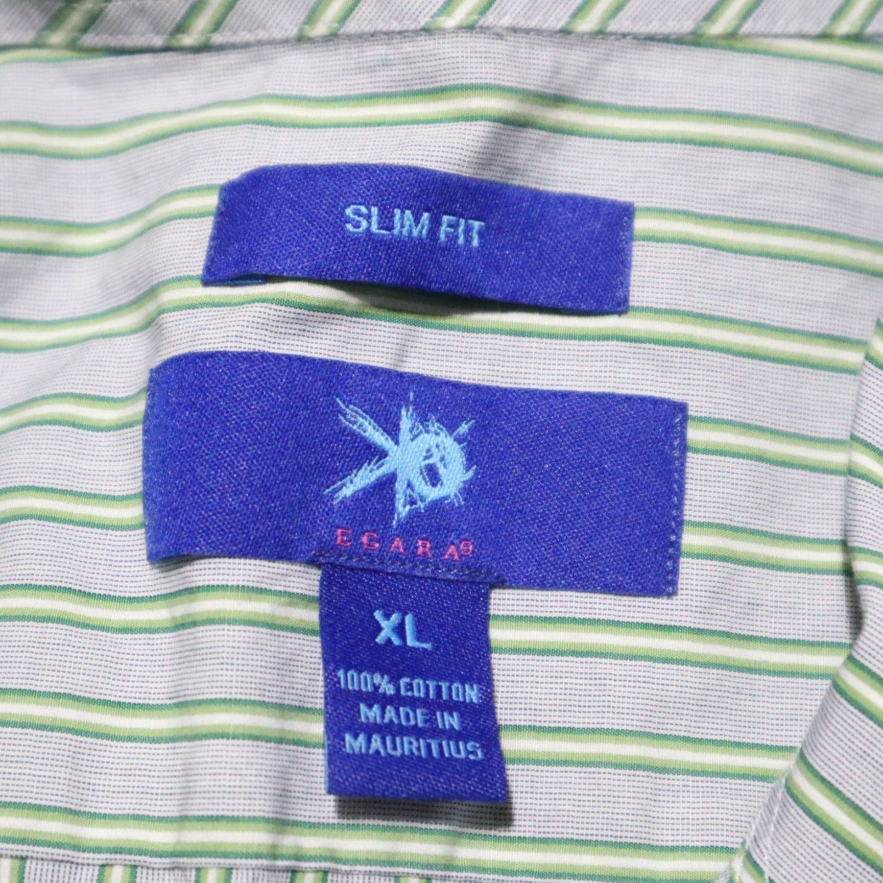 Egara Egara Shirt Mens Button-Up Long Sleeve 100% Cotton Gray/Green Stripes XL, Casual, Non-Iron, Collared, Button Front Size US XL / EU 56 / 4 - 3 Thumbnail