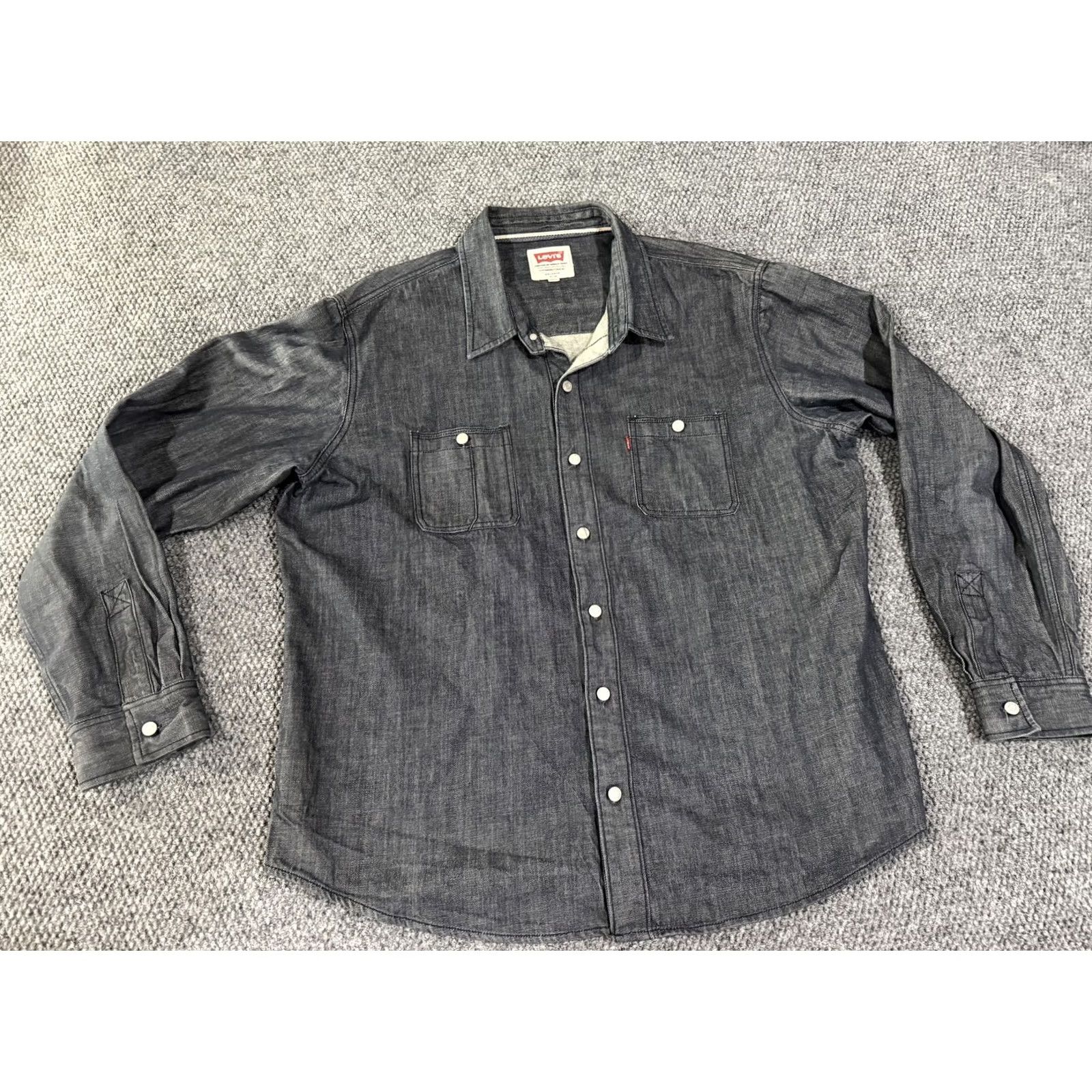 Levi's Levi's Shirt Mens 2XL Gray Denim Western Long Sleeve Snap Front Casual Size US XXL / EU 58 / 5 - 2 Thumbnail