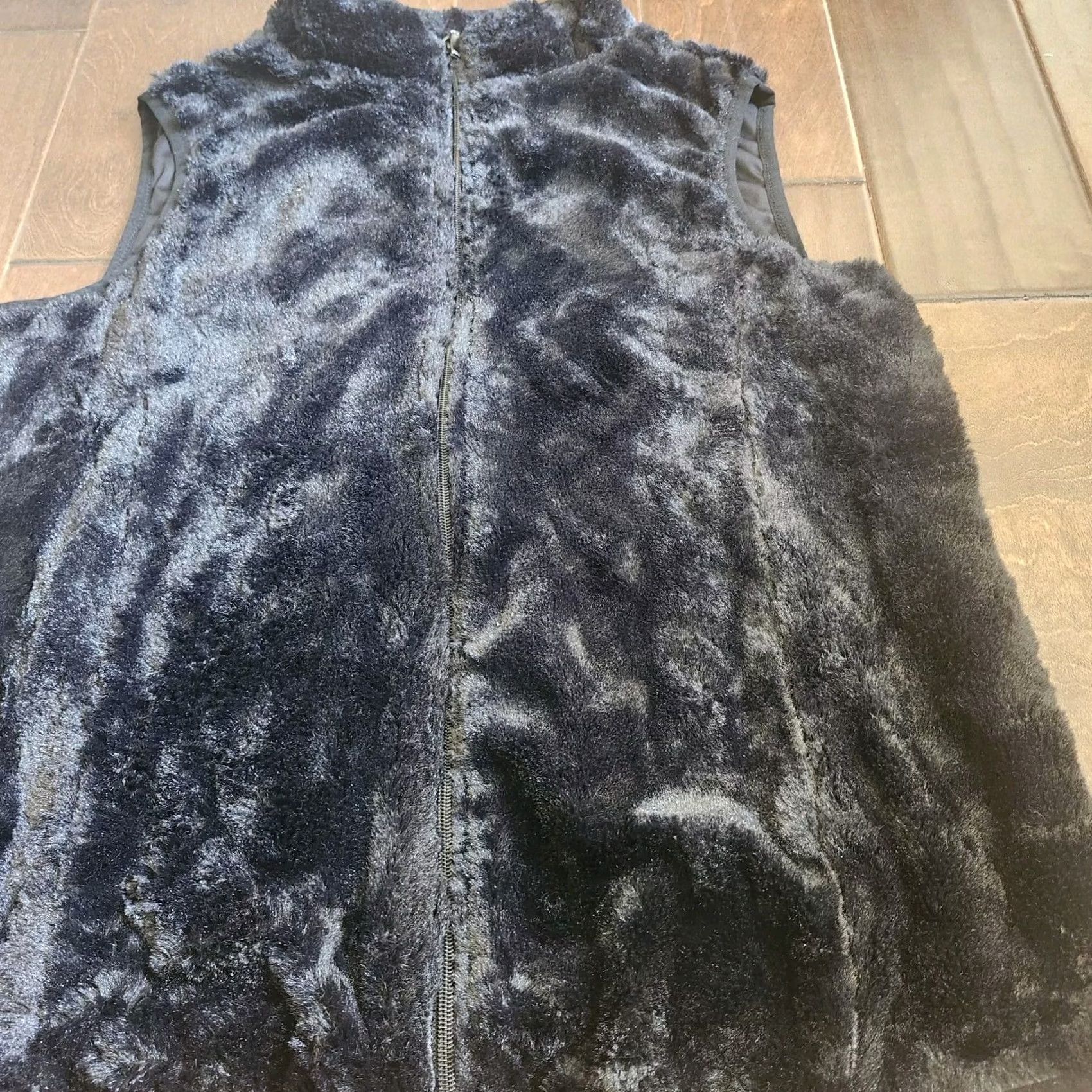Vintage Laura Scott Women's Vest Faux Fur Zip Up Black Small VEST Sleeveless Wool? (No) Size S / US 4 / IT 40 - 5 Thumbnail