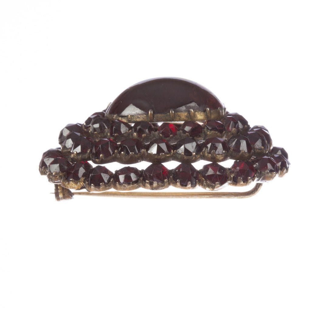 Designer Gold Gilt Bohemian Red Garnet Cabochon and Rose Cut Garnet Size ONE SIZE - 2 Thumbnail