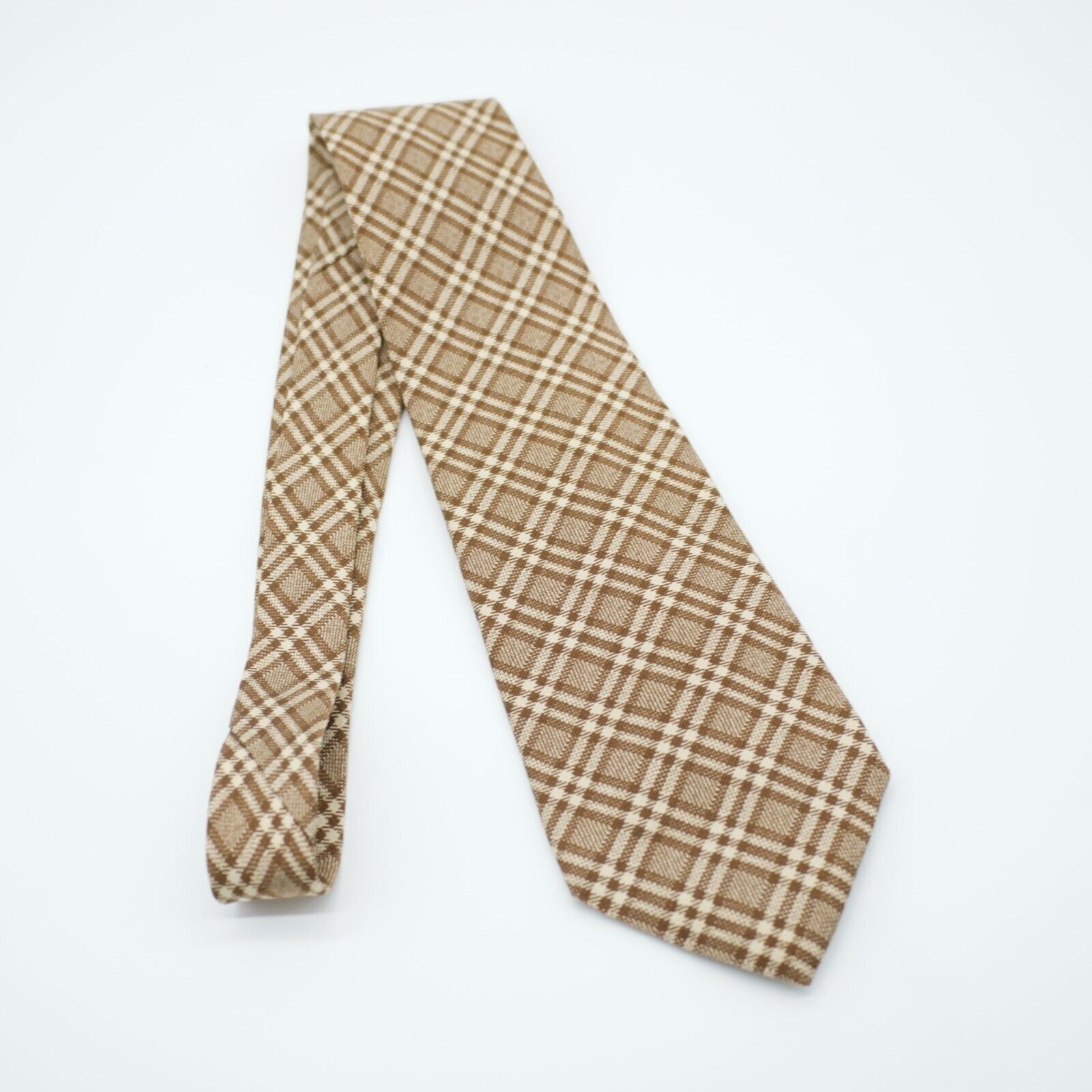 J.Crew J. Crew Glen Plaid Tan Woven Wide Silk Tie Size ONE SIZE - 7 Thumbnail