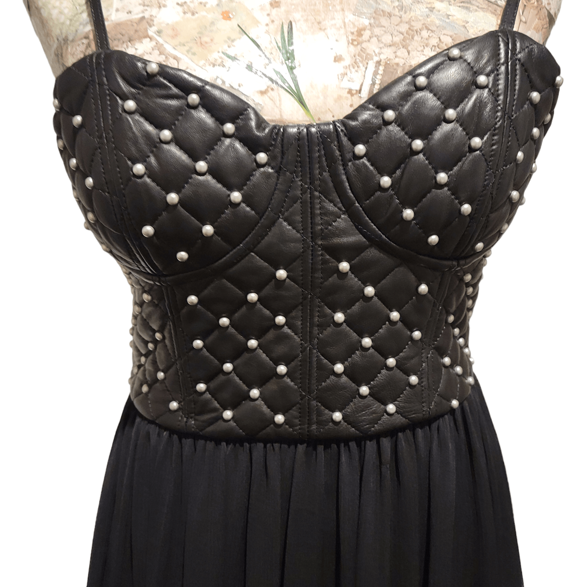 Alice + Olivia Alice & Olivia Leather Black Corset Maxi Dress Prom Gown Size XS / US 0-2 / IT 36-38 - 5 Thumbnail