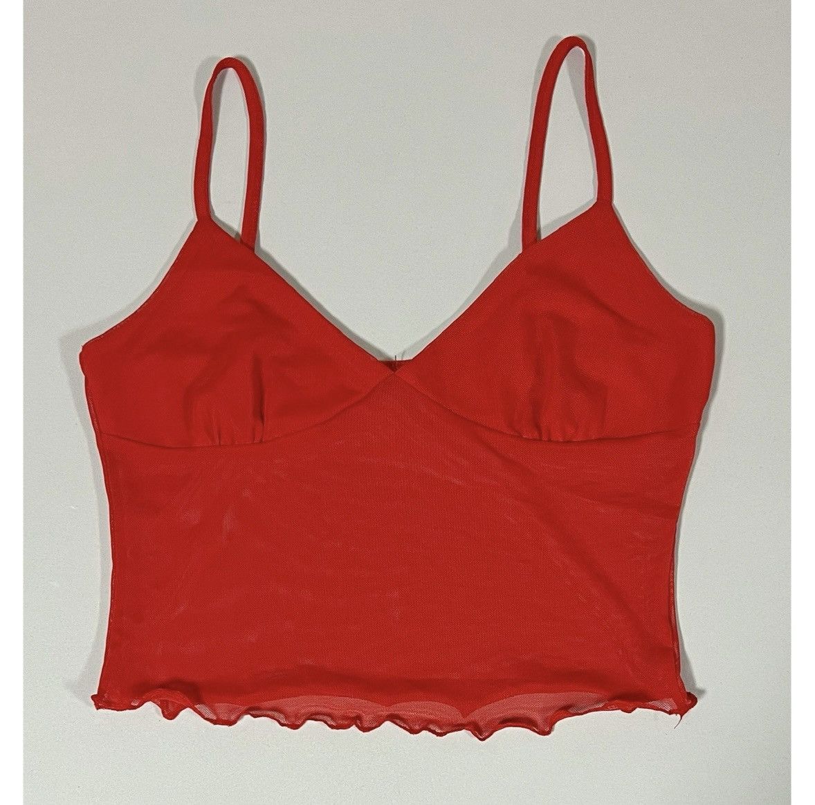 Japanese Brand Red Mesh Tank Crop Top Cami Camisole Shirt Blouse Size S ❤️ Size S / US 4 / IT 40 - 2 Thumbnail