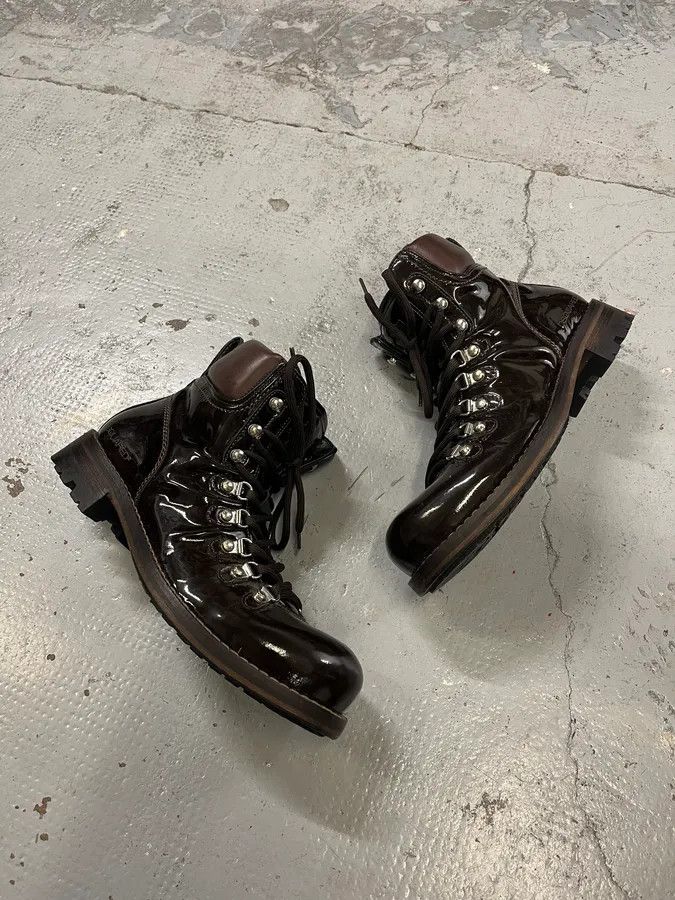 Dsquared2 2000s Dsquared2 Hiking Brown Patent Leather Boots Size US 8 / EU 41 - 3 Thumbnail