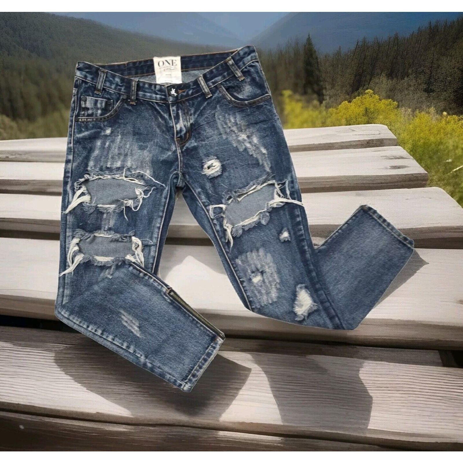 One Teaspoon One Teaspoon Trashed Free Birds Low Waist Distressed 27 W 30 Size 27" / US 4 / IT 40 - 5 Thumbnail