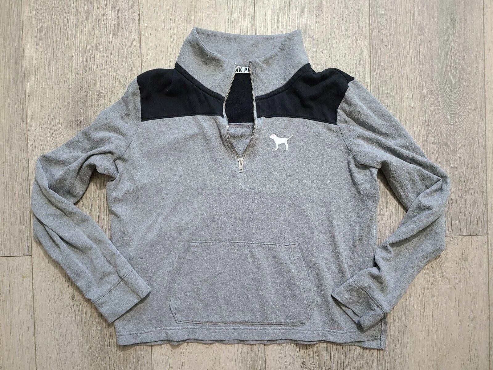 Pink Victoria Secret Pink Pullover Sweatshirt Grey Black V Neck Size M / US 6-8 / IT 42-44 - 1 Thumbnail
