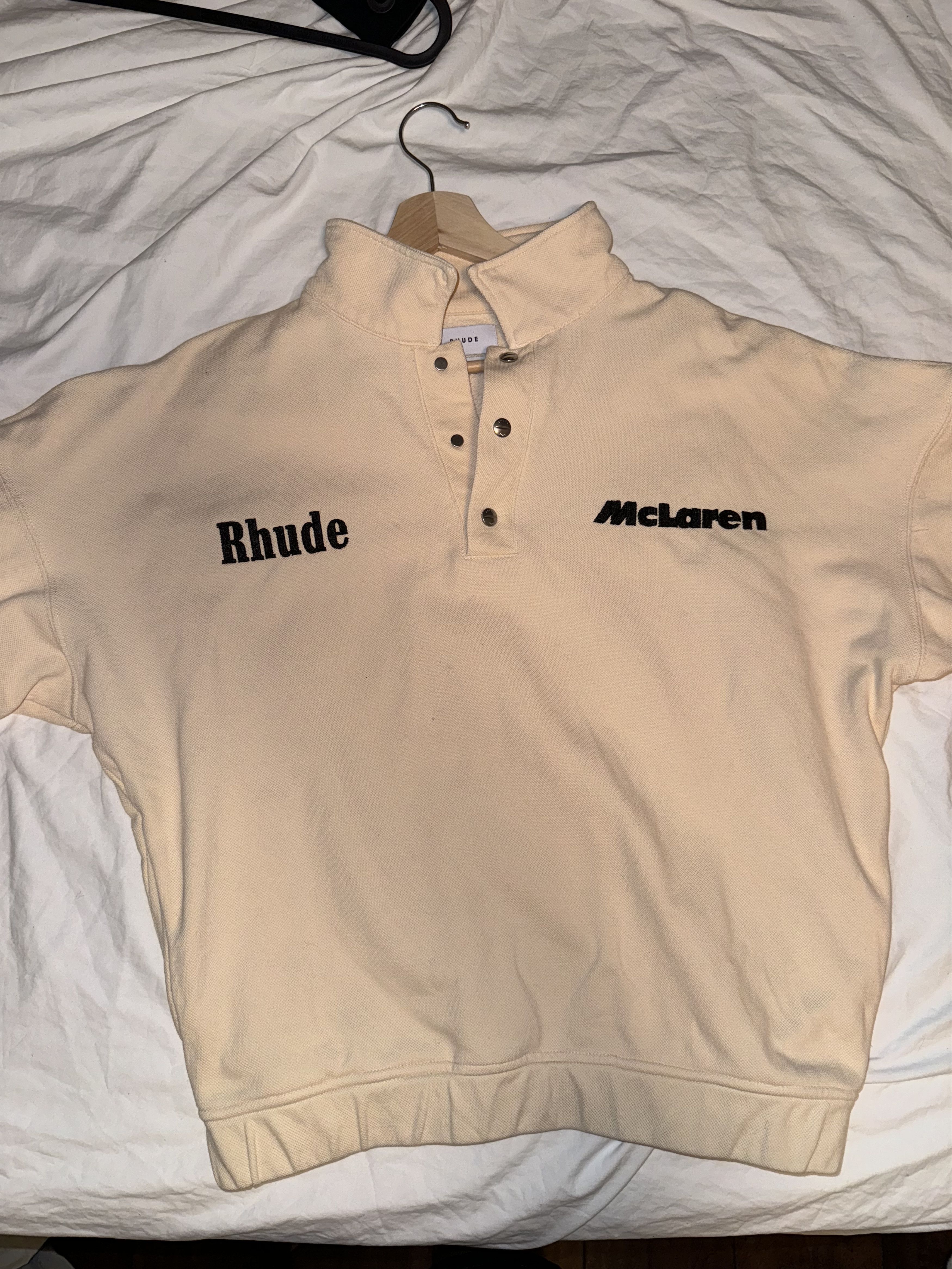 image of Rhude X Mclaren Pique Racer Polo in Cream, Men's (Size Small)