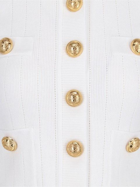 Balmain o1s1wg111225 Buttoned Cardigan in White Size S / US 4 / IT 40 - 3 Thumbnail